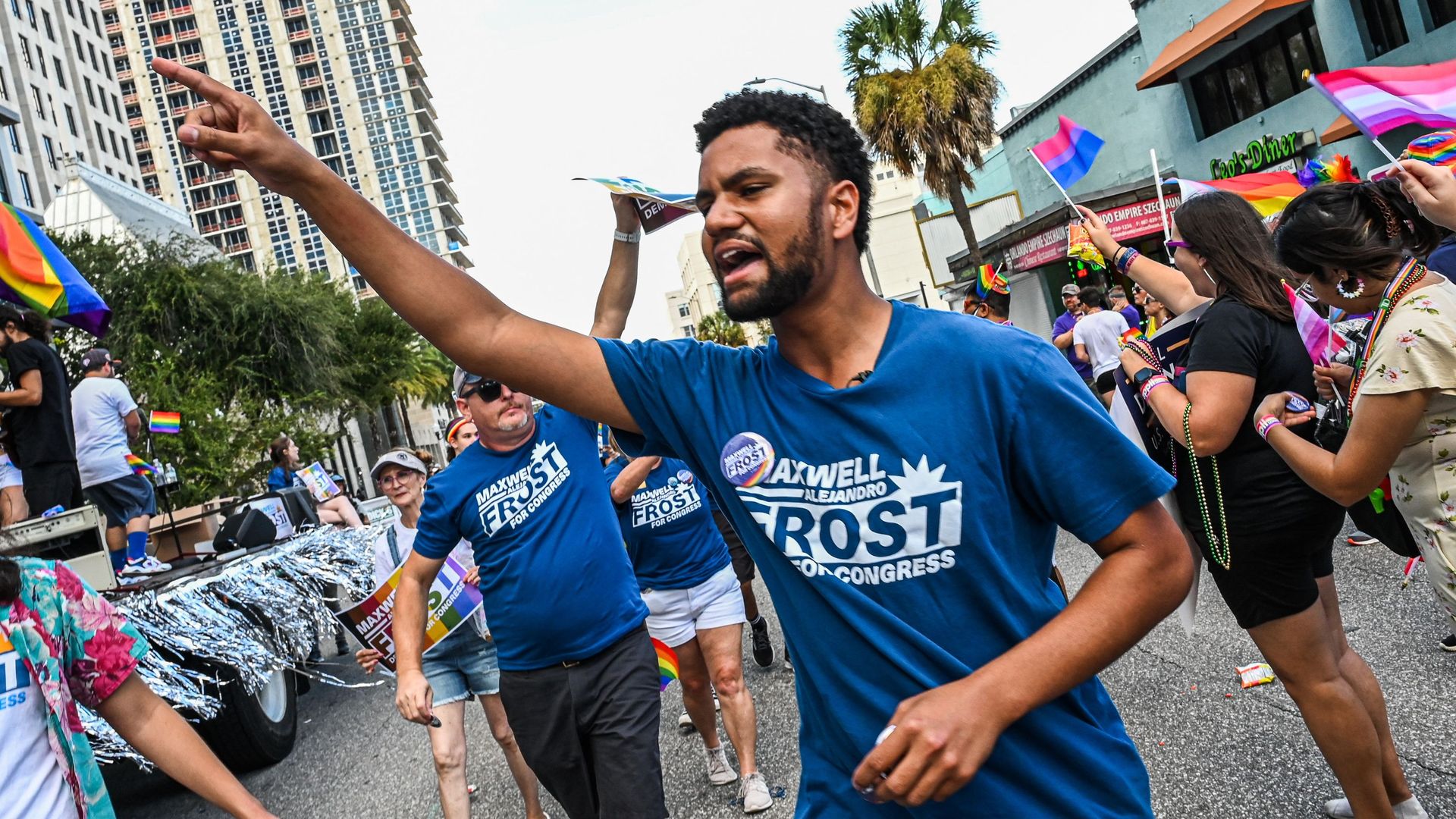 Democrat Maxwell Frost during a parade in Orlando, Florida, in October 2022.