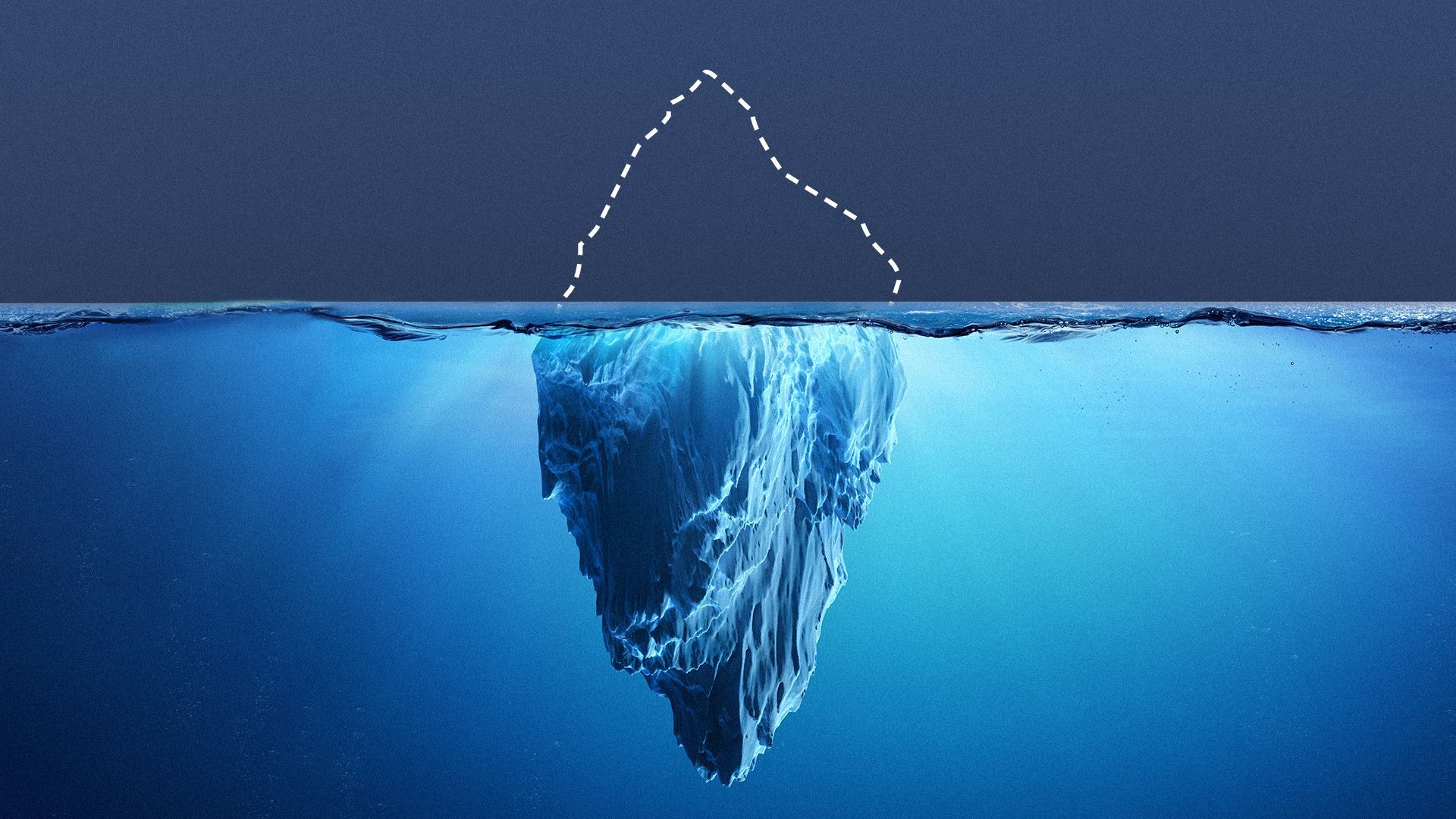 Illustration of an iceberg missing its top half.