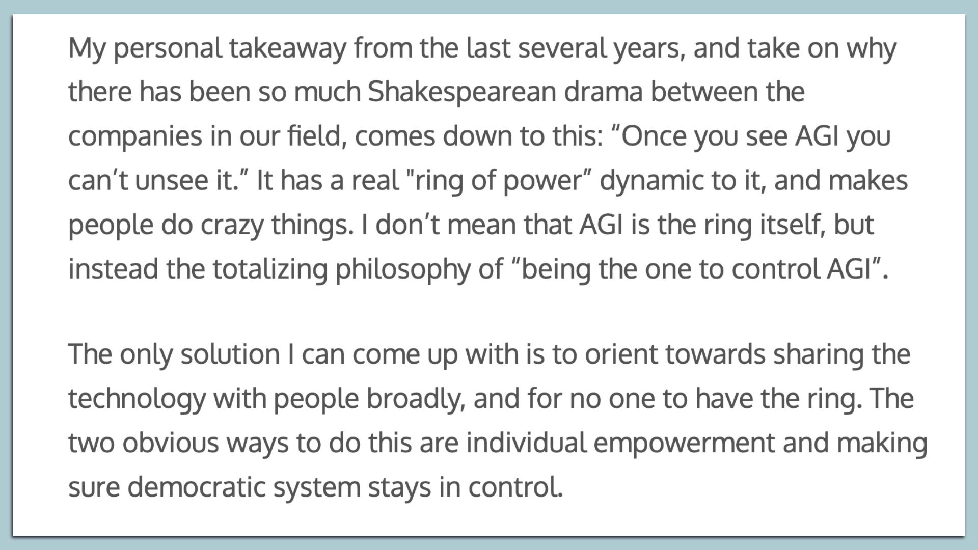 Excerpt from Sam Altman's blog