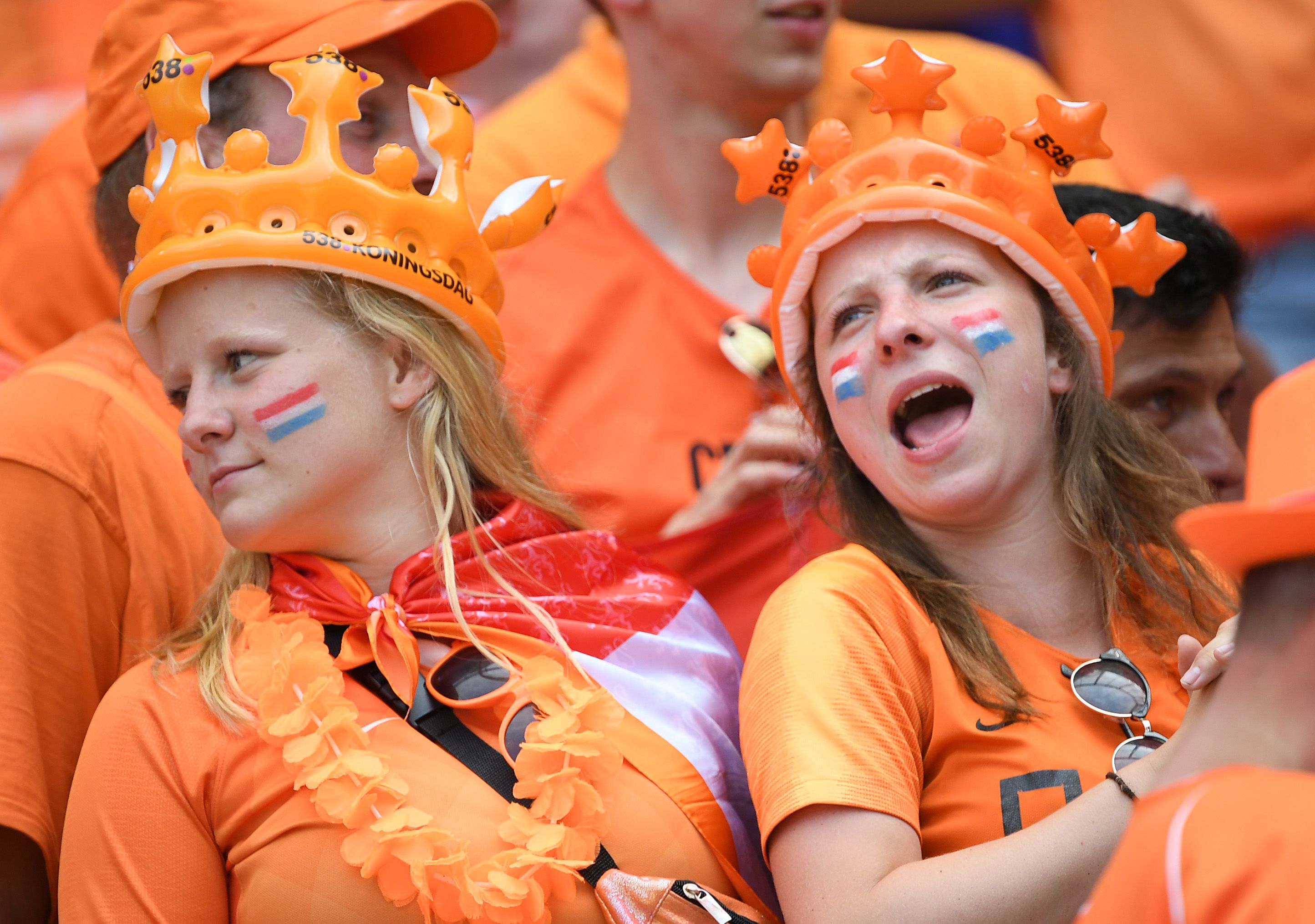 Dutch fans show their support via face paint.
