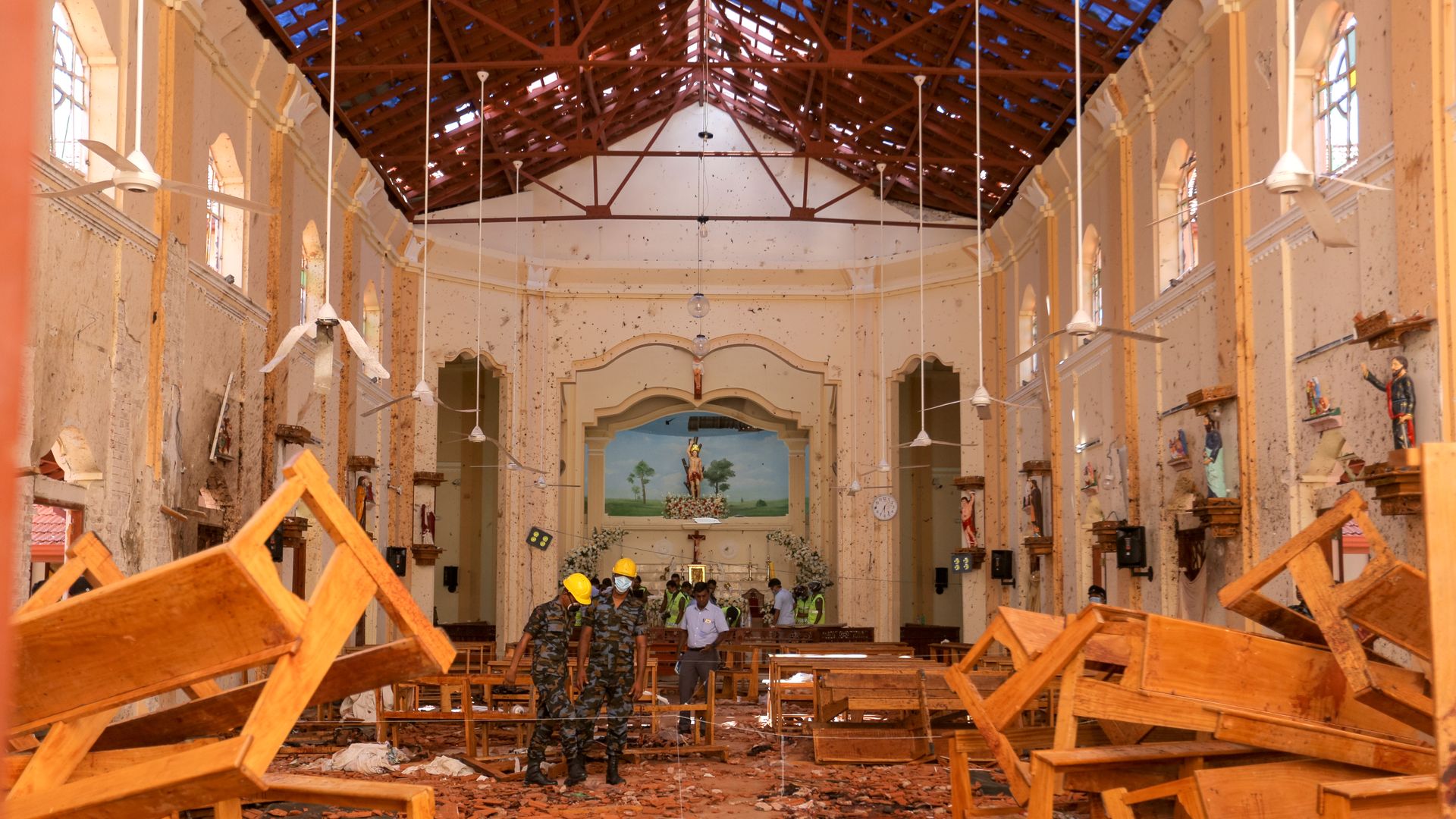interior of a church after the bomb blast