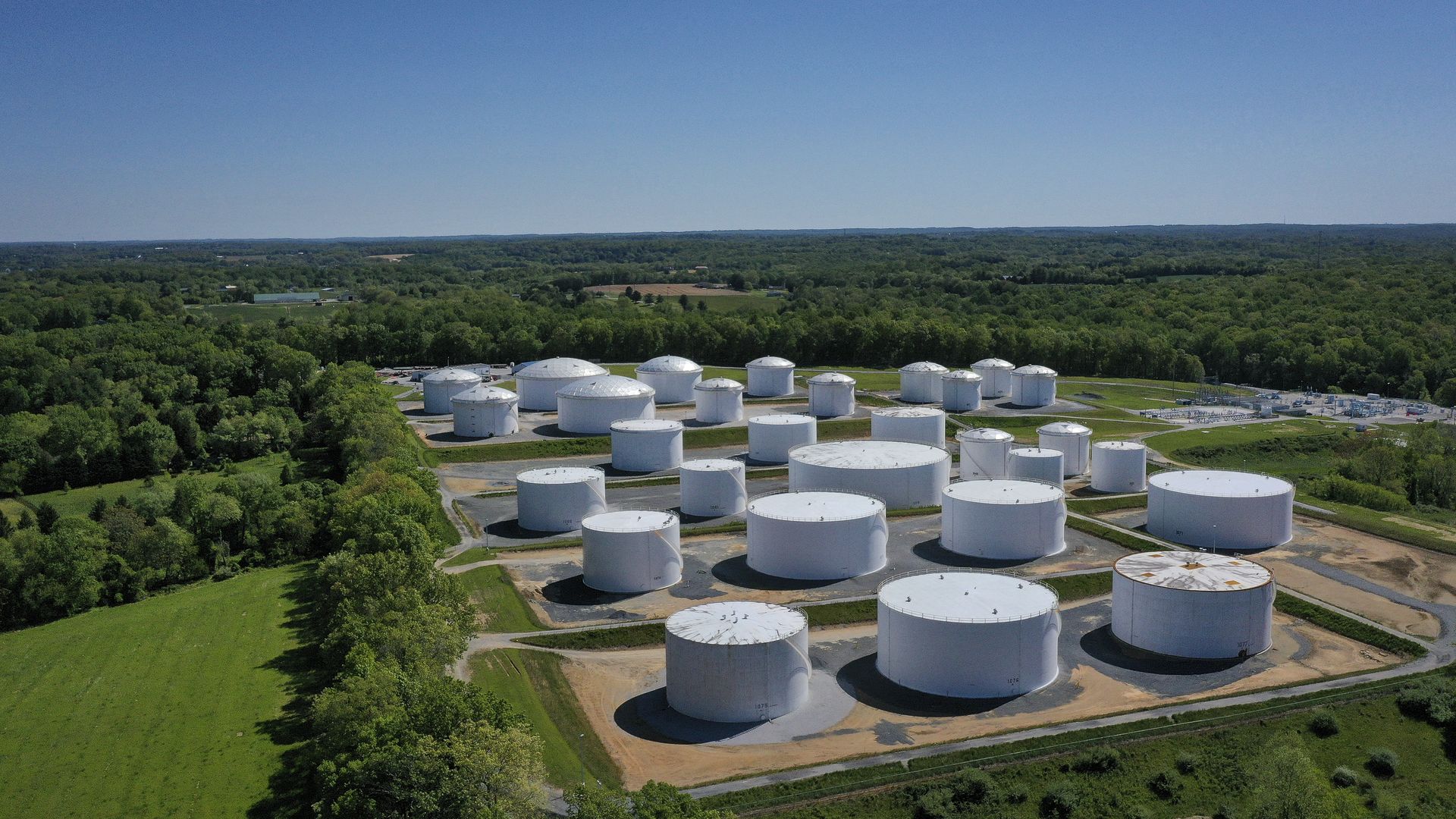 Fuel tanks at Colonial Pipeline's Dorsey Junction Station on May 13 in Washington, DC. 
