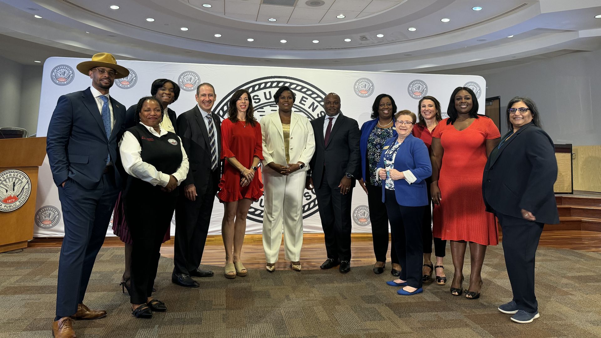 Atlanta Board of Education members with Bryan Johnson, the sole finalist for superintendent.