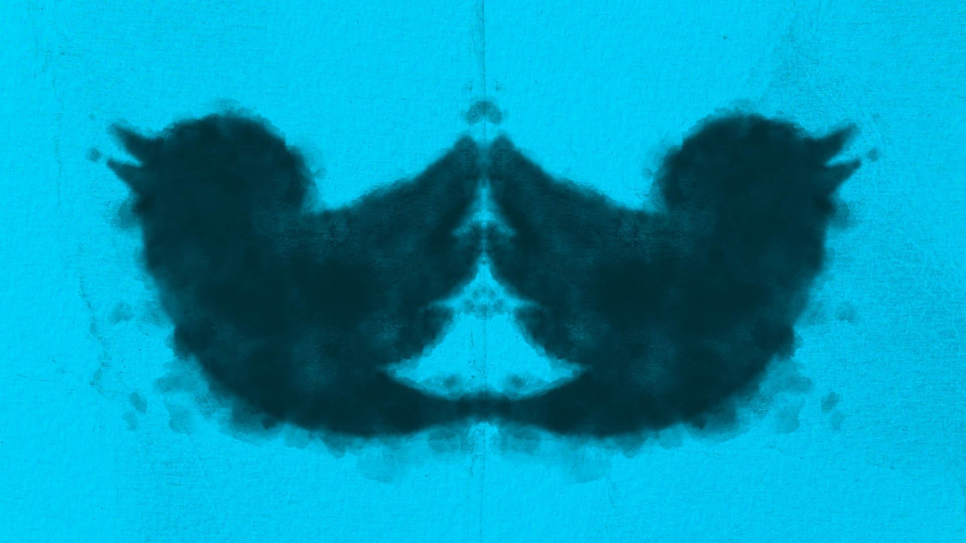 Illustration of the Twitter logo as a Rorschach test 