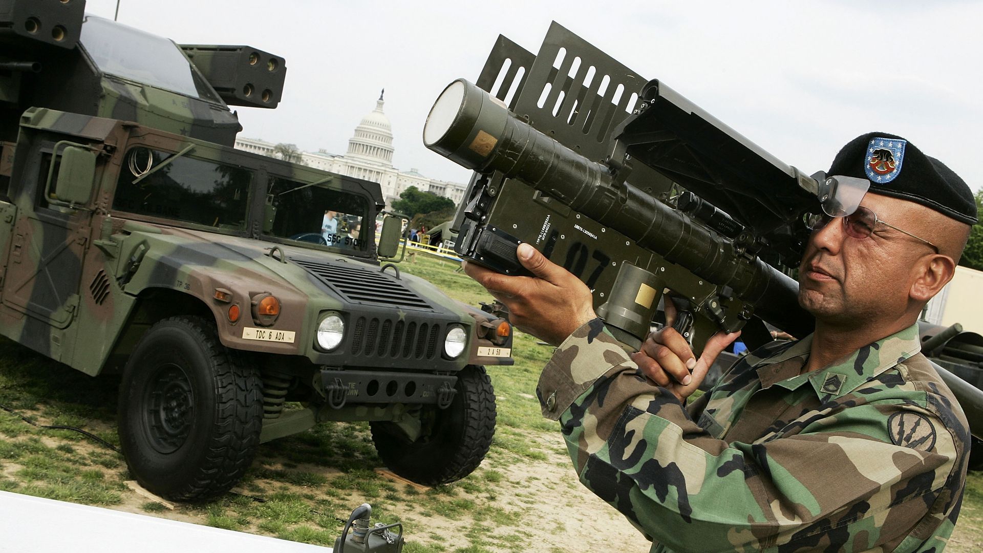 A U.S. Army staff sergeant handling a Stinger missile system in Washington, D.C., in 2005.