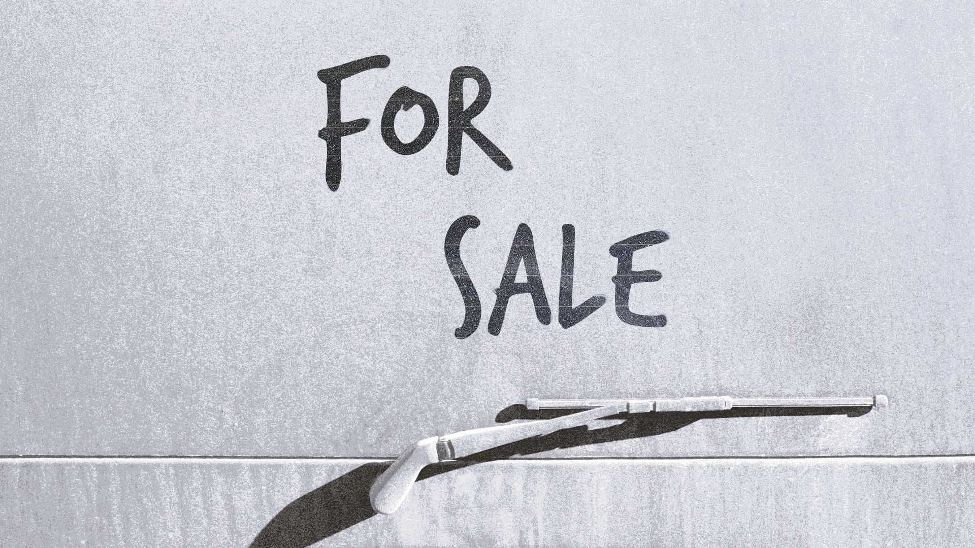 Illustration of the back of a dusty car with "For Sale" hand written in the dust. 