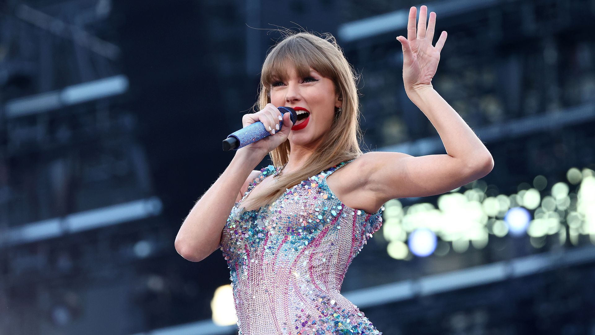 Taylor Swift performs at Melbourne Cricket Ground on February 16, 2024 in Melbourne, Australia. (Photo by Graham Denholm/TAS24/Getty Images for TAS Rights Management)