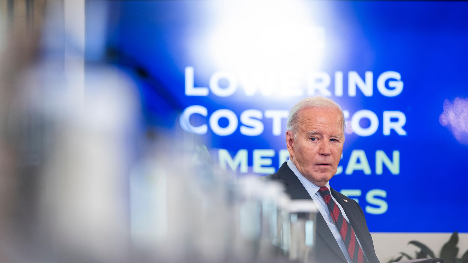 US President Joe Biden during a meeting of his Competition Council in the State Dining Room of the White House in Washington, DC, US, on Tuesday, March 5, 2024. 