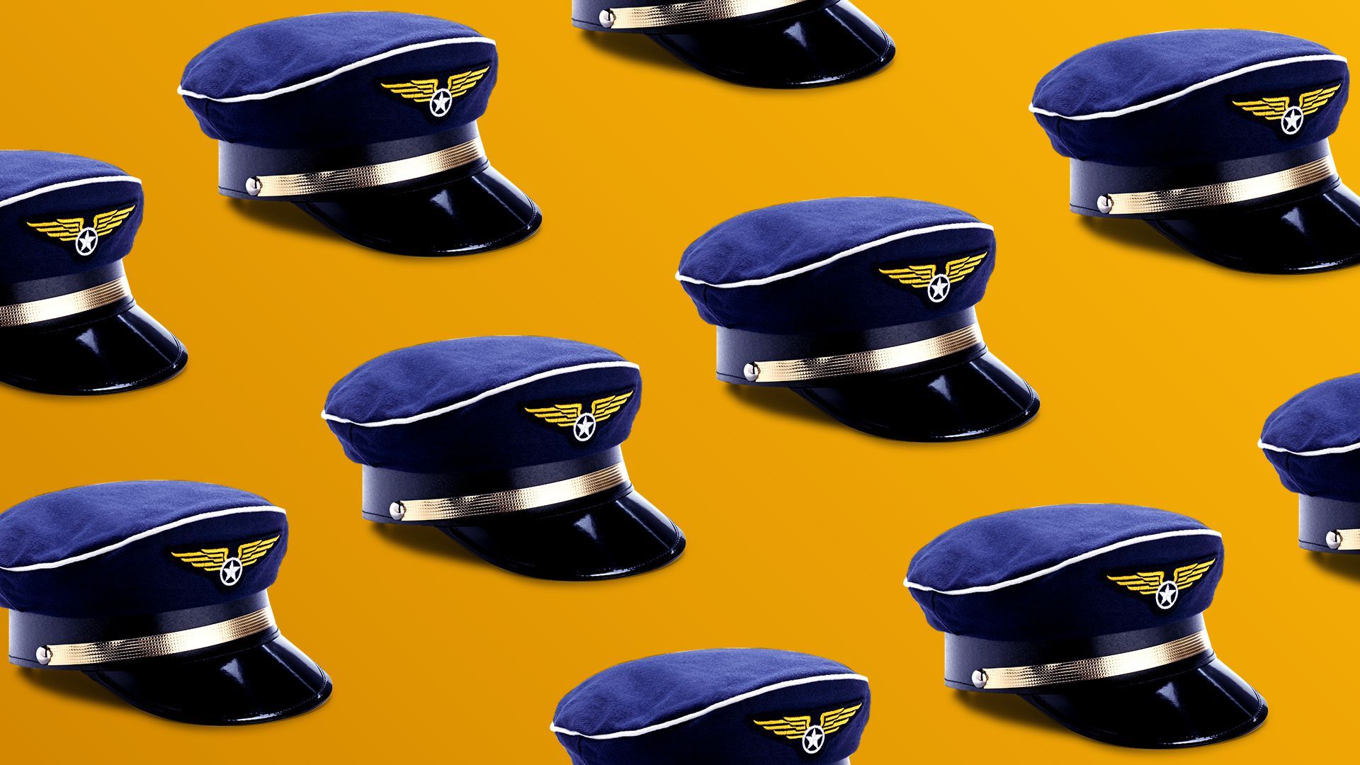Illustration of a pattern of pilot hats.  