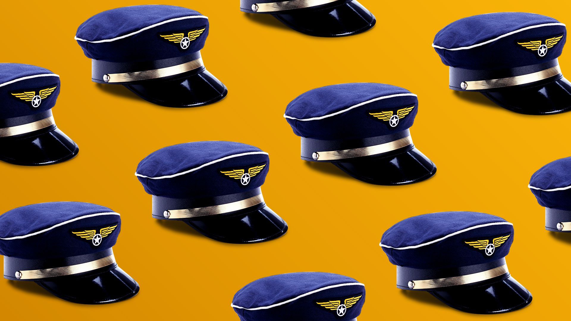 Illustration of a pattern of pilot hats.