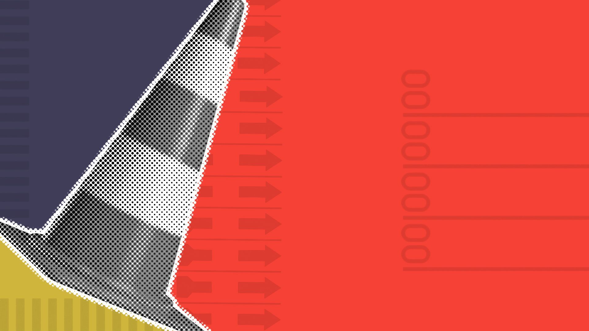 Illustration of a traffic safety cone surrounded by various colors and ballot icons