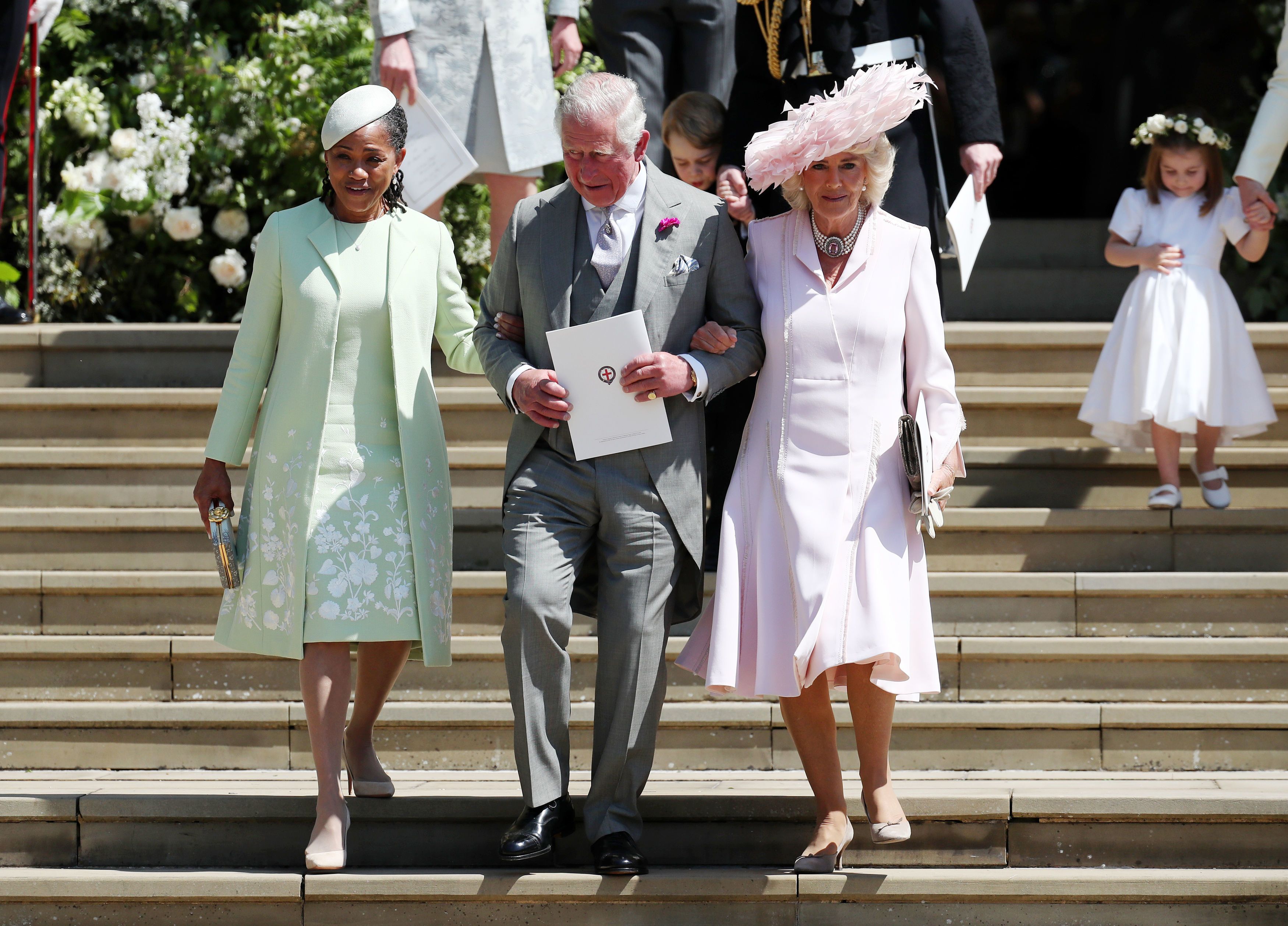 Doria Ragland, mother of the bride, Prince Charles, Prince of Wales and Camilla, Duchess of Cornwall
