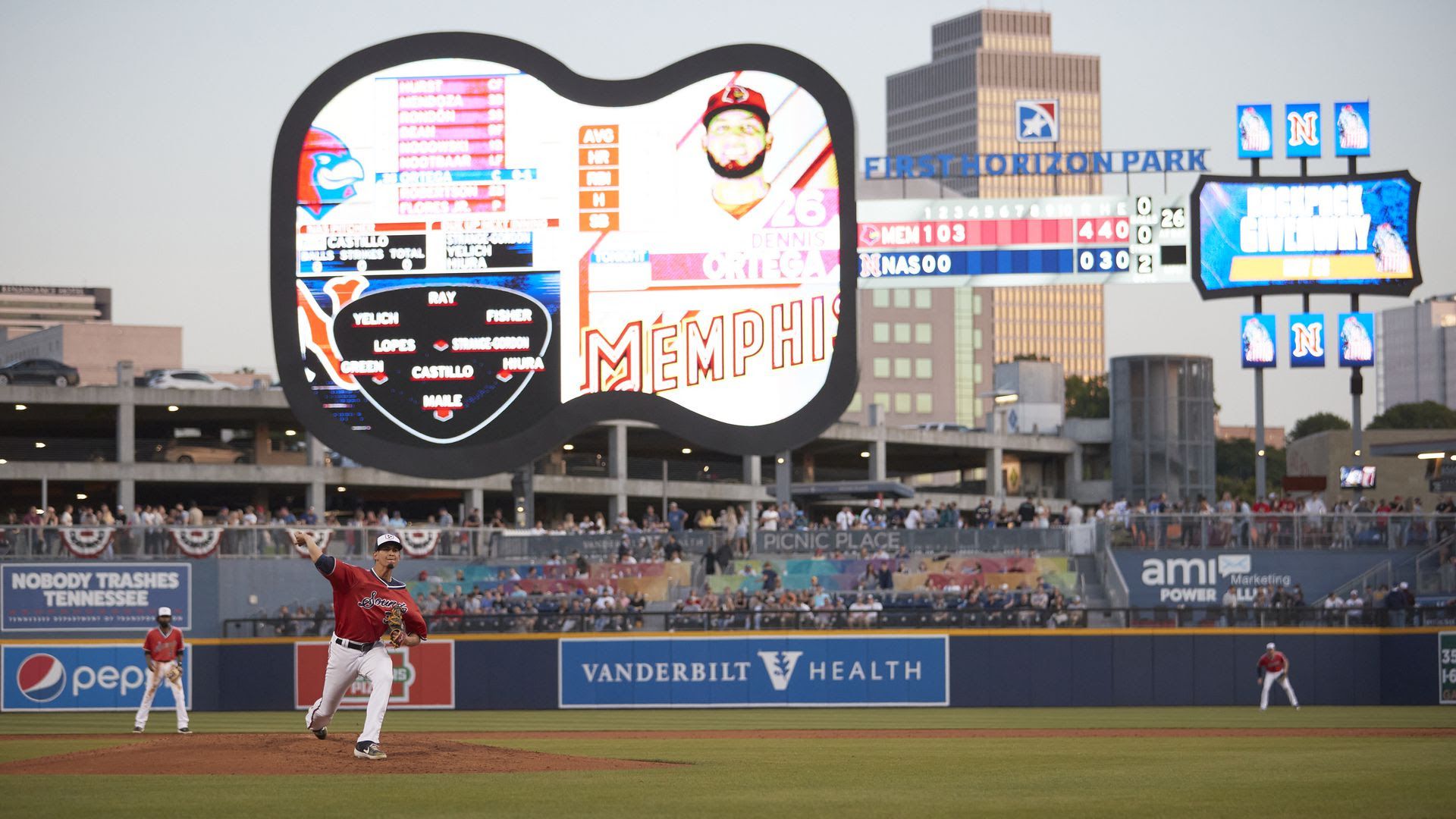 Nashville Sounds Awesome Guitar Shaped Scoreboard