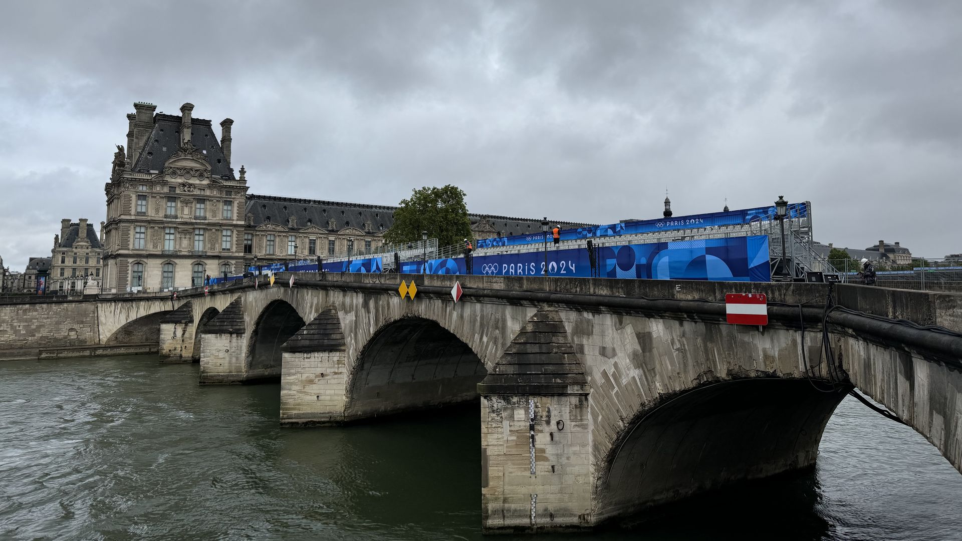 A nearly empty scene along the Seine river ahead of Friday's Opening Ceremony