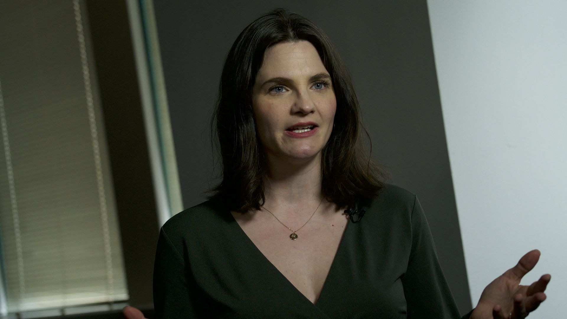 Nina Jankowicz, a disinformation expert and vice president at the Centre for Information Resilience, gestures during an interview with AFP in Washington, DC, on March 23, 2023.