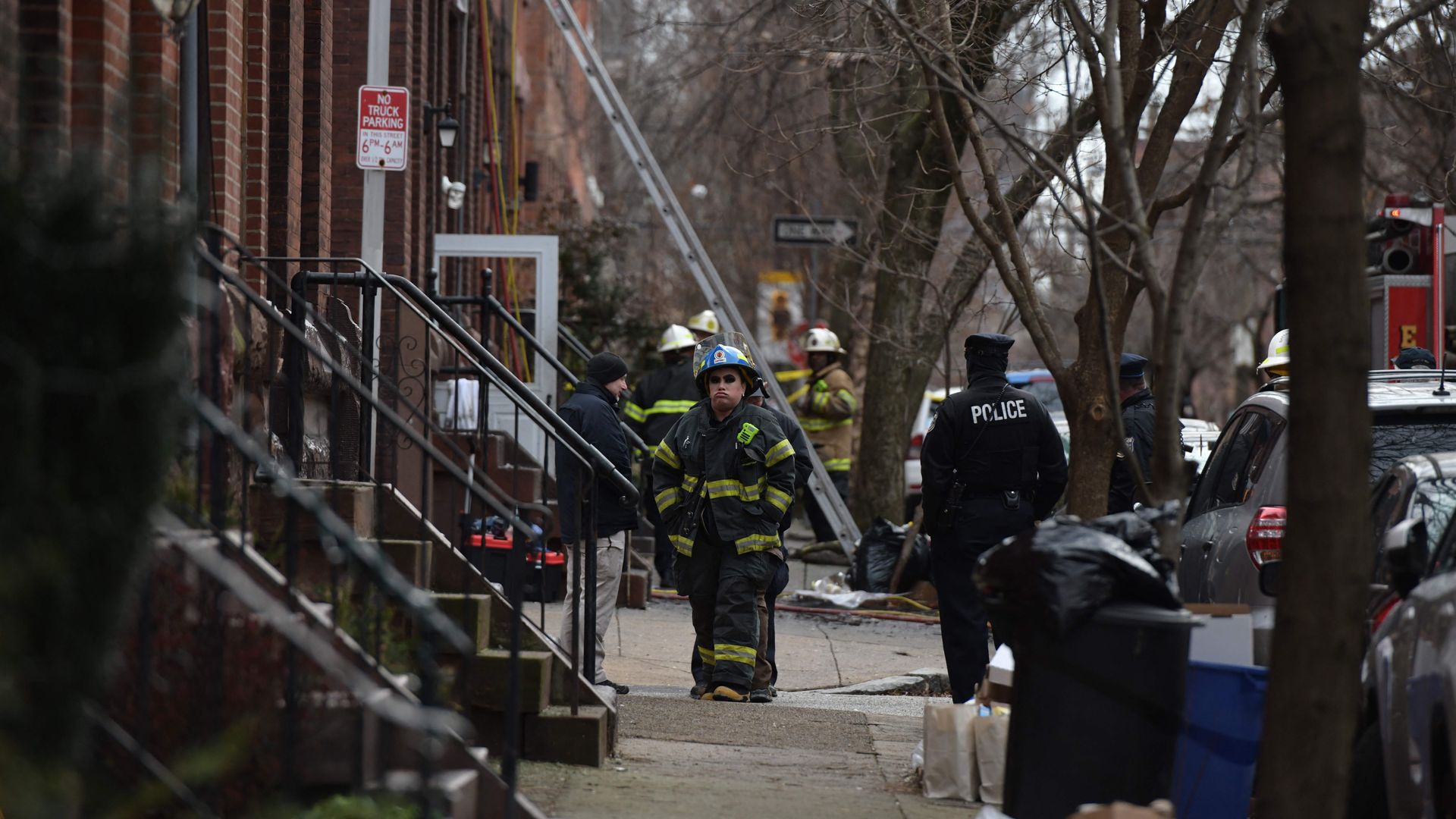 Firefighters and police work the scene of a deadly fire on Jan. 5 in the Fairmount neighborhood of Philadelphia. Photo: Ed Jones/Getty