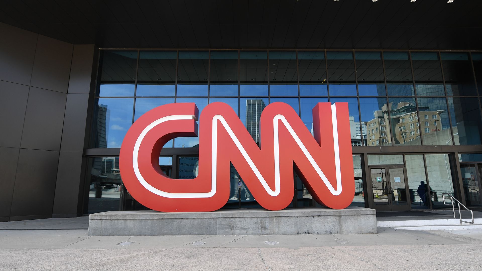 CNN sign outside Press Conference.