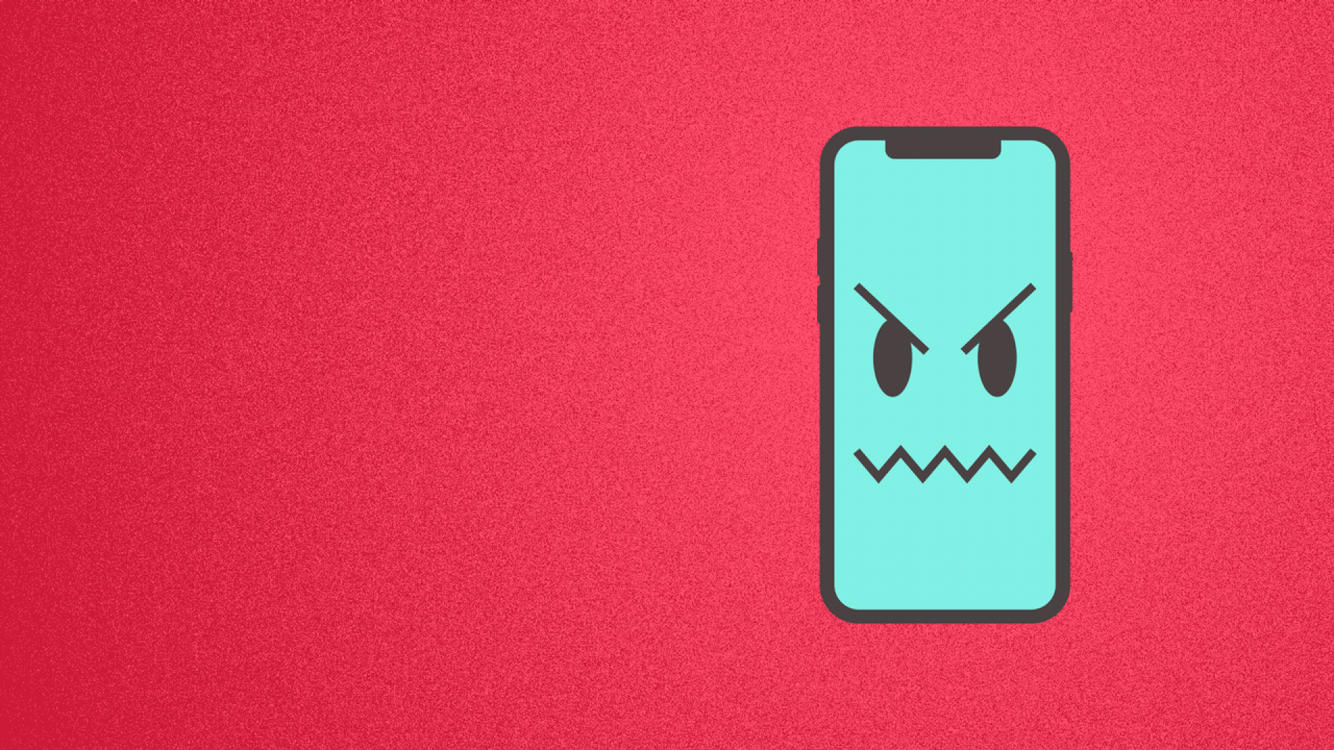 Illustration of a smartphone with an angry face multiplying into many smartphones.