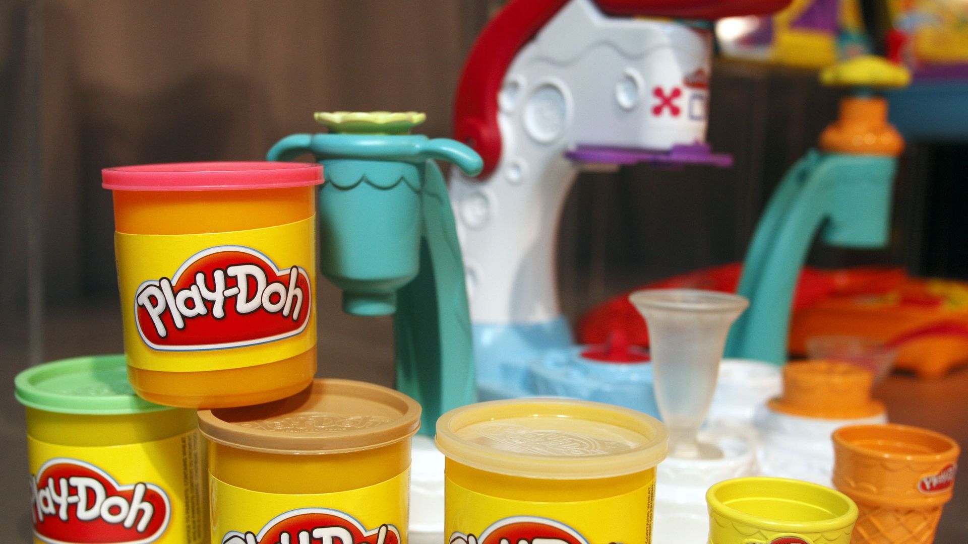 A Hasbro Play-Doh set displayed at the New York Toy Fair in 2008. Photo: Getty Images