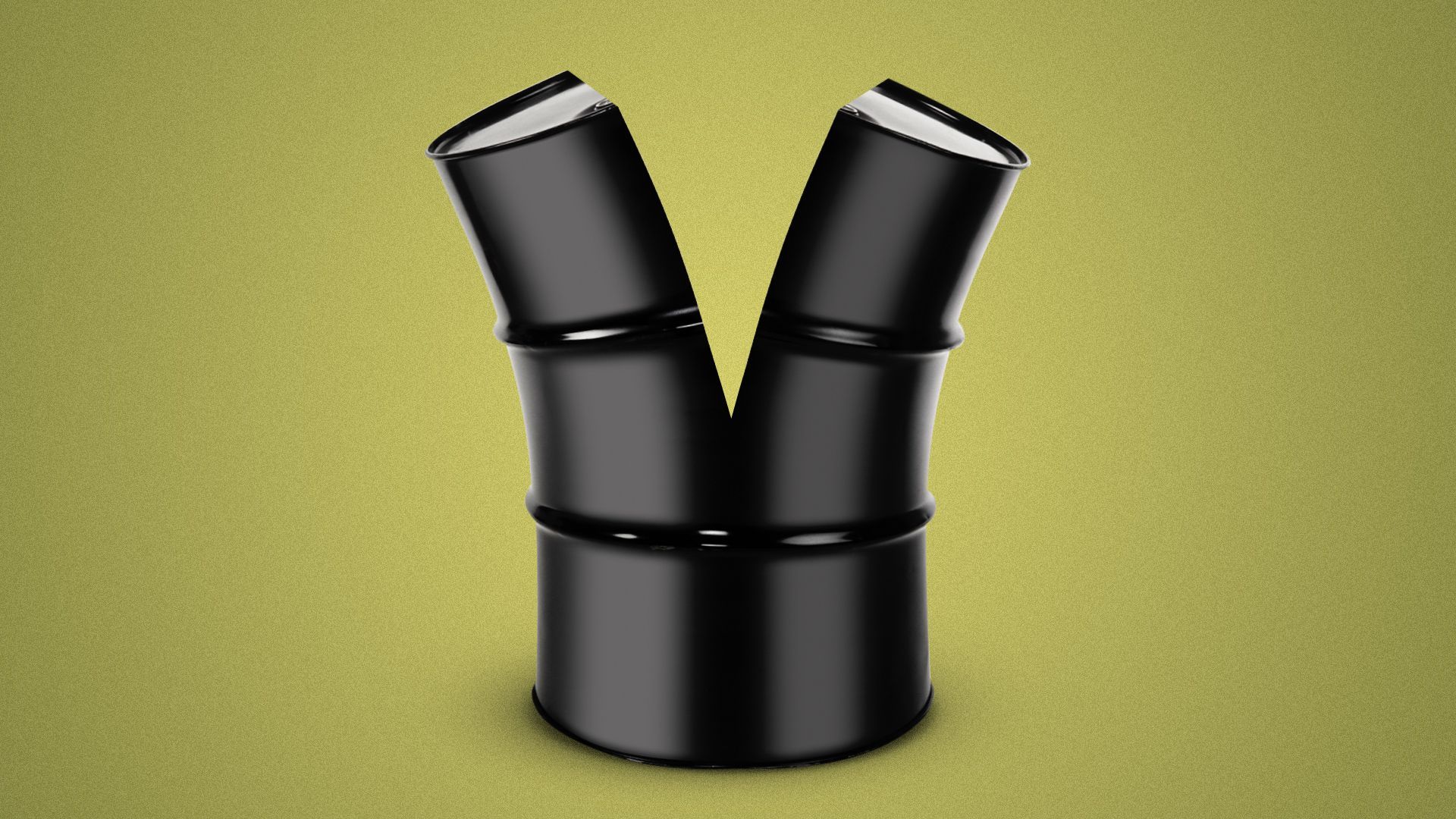 Illustration of an oil barrel splitting in half.