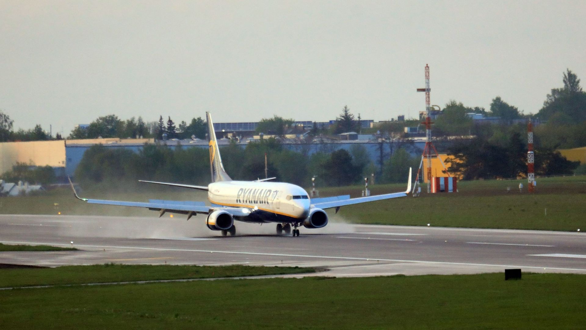 A photo taken on May 23, 2021 shows a Boeing 737-8AS Ryanair passenger plane from Athens, Greece, that was intercepted and diverted to Minsk