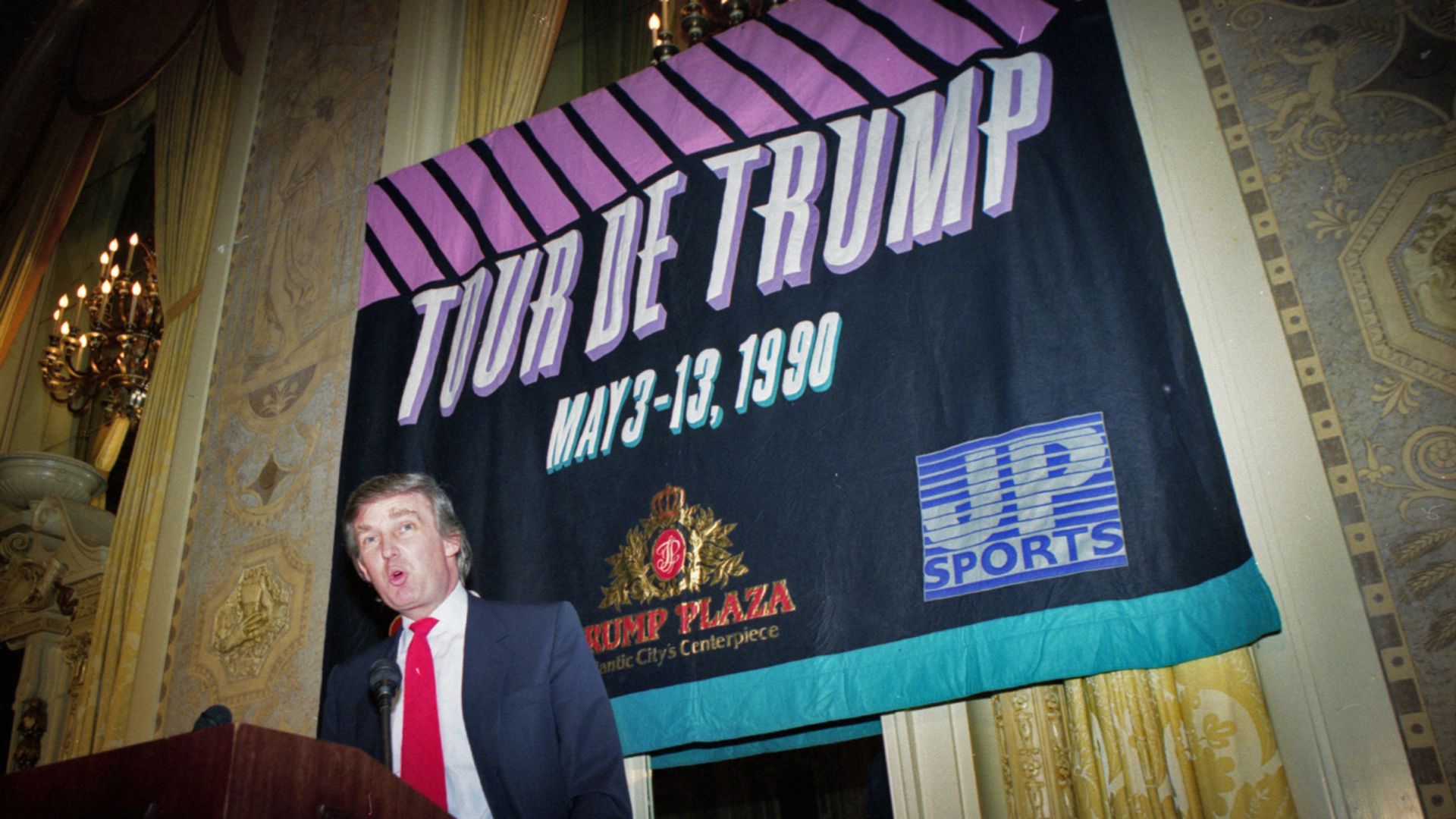 Donald Trump promoting the Tour de Trump in 1990