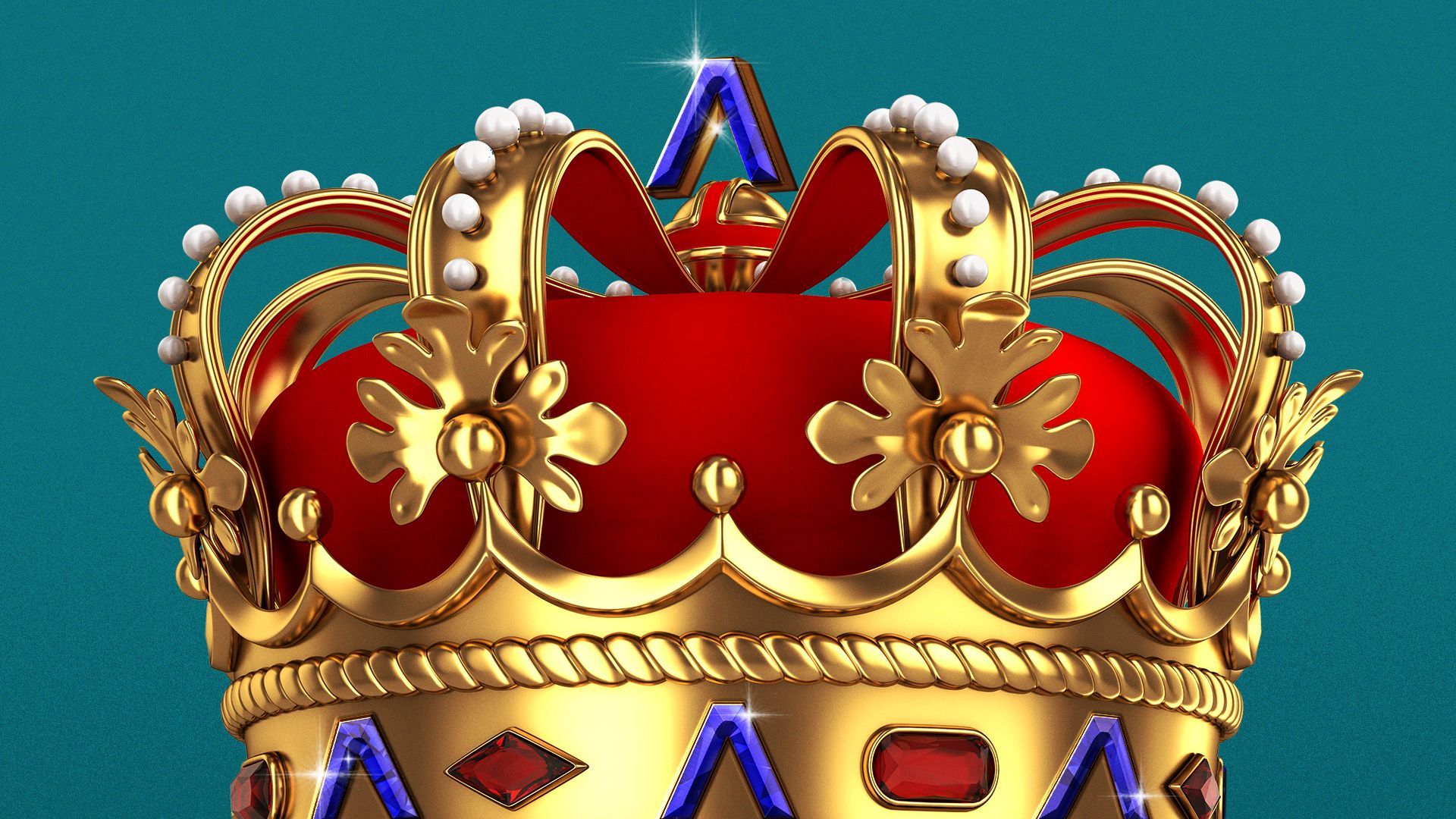 Illustration of a crown with A shaped gems on it.
