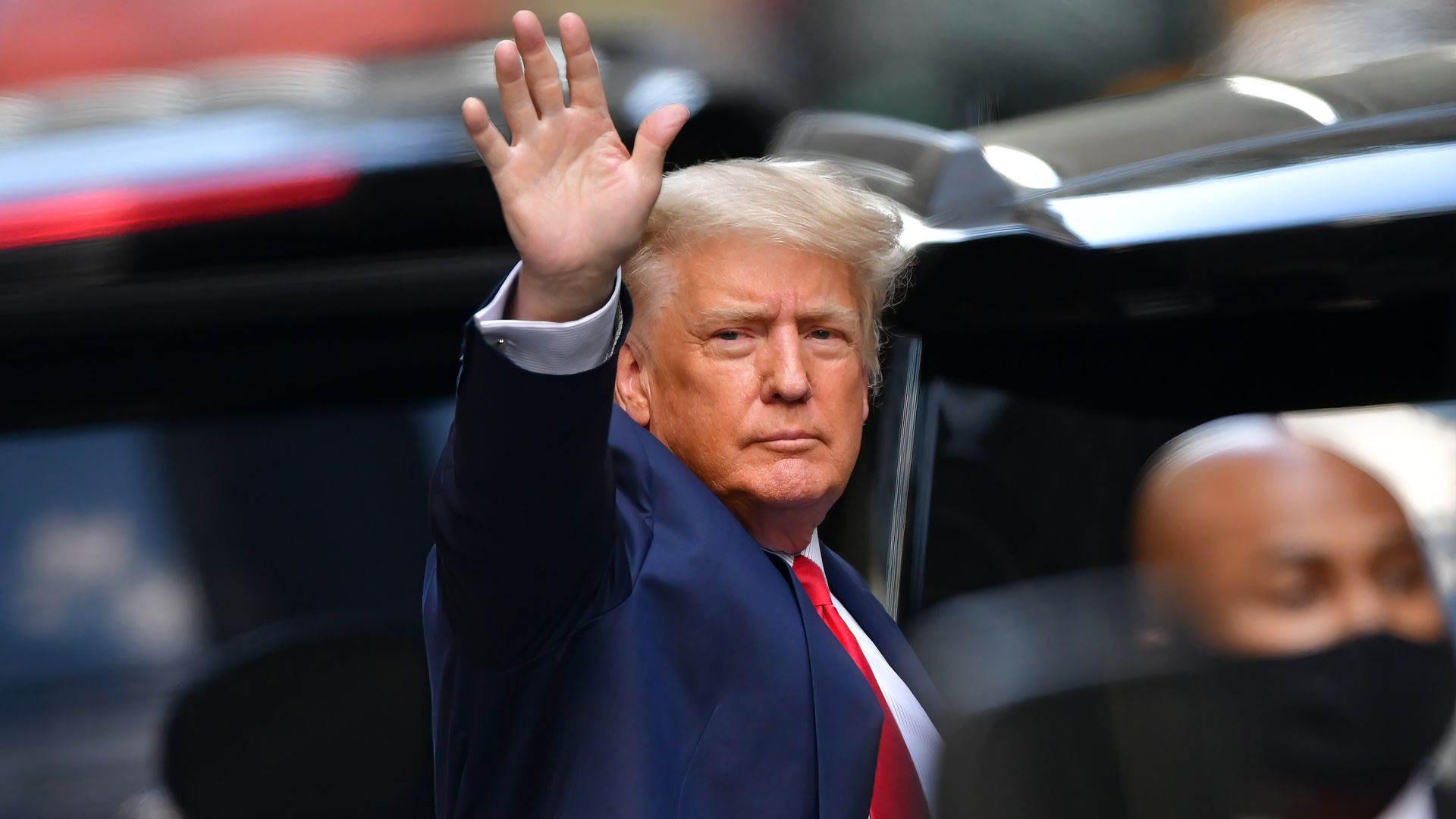 Former U.S. President Donald Trump leaves Trump Tower in Manhattan, N.Y.