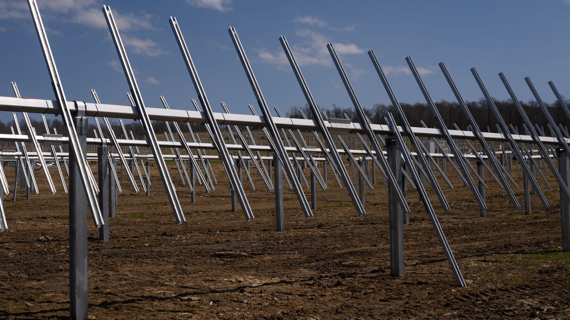 A solar farm under construction in Portage, Pennsylvania, on April 25.
