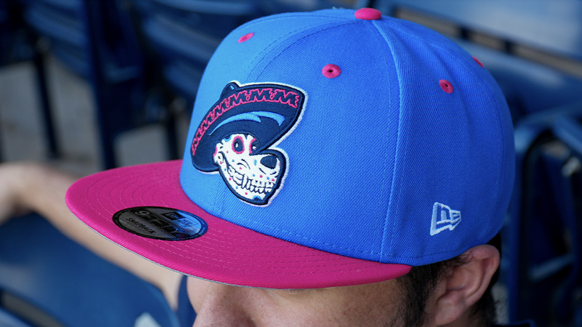 A sample of the blue and red hat for the Midland Amigos, the new Copa identity of the Midland RockHounds, the Double-A affiliate of the Oakland Athletics.