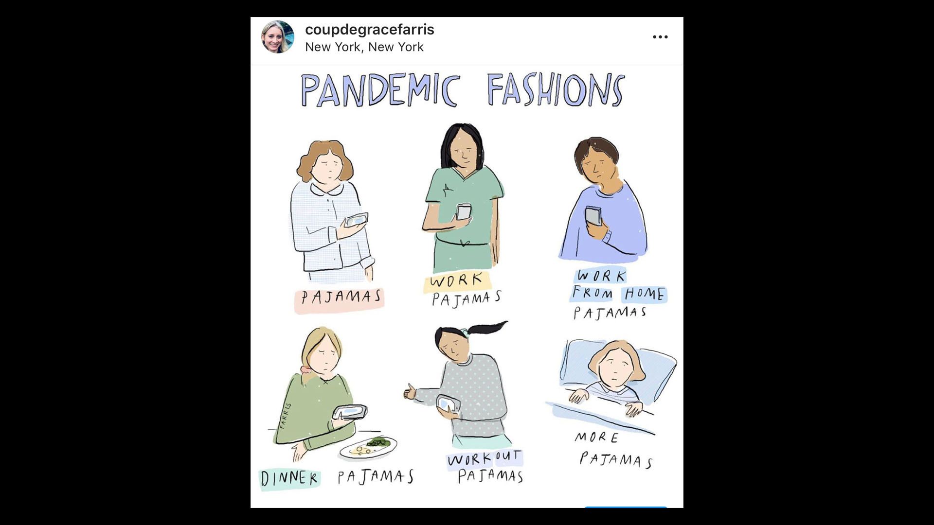 Cartoon by Grace Farris depicting pandemic fashions