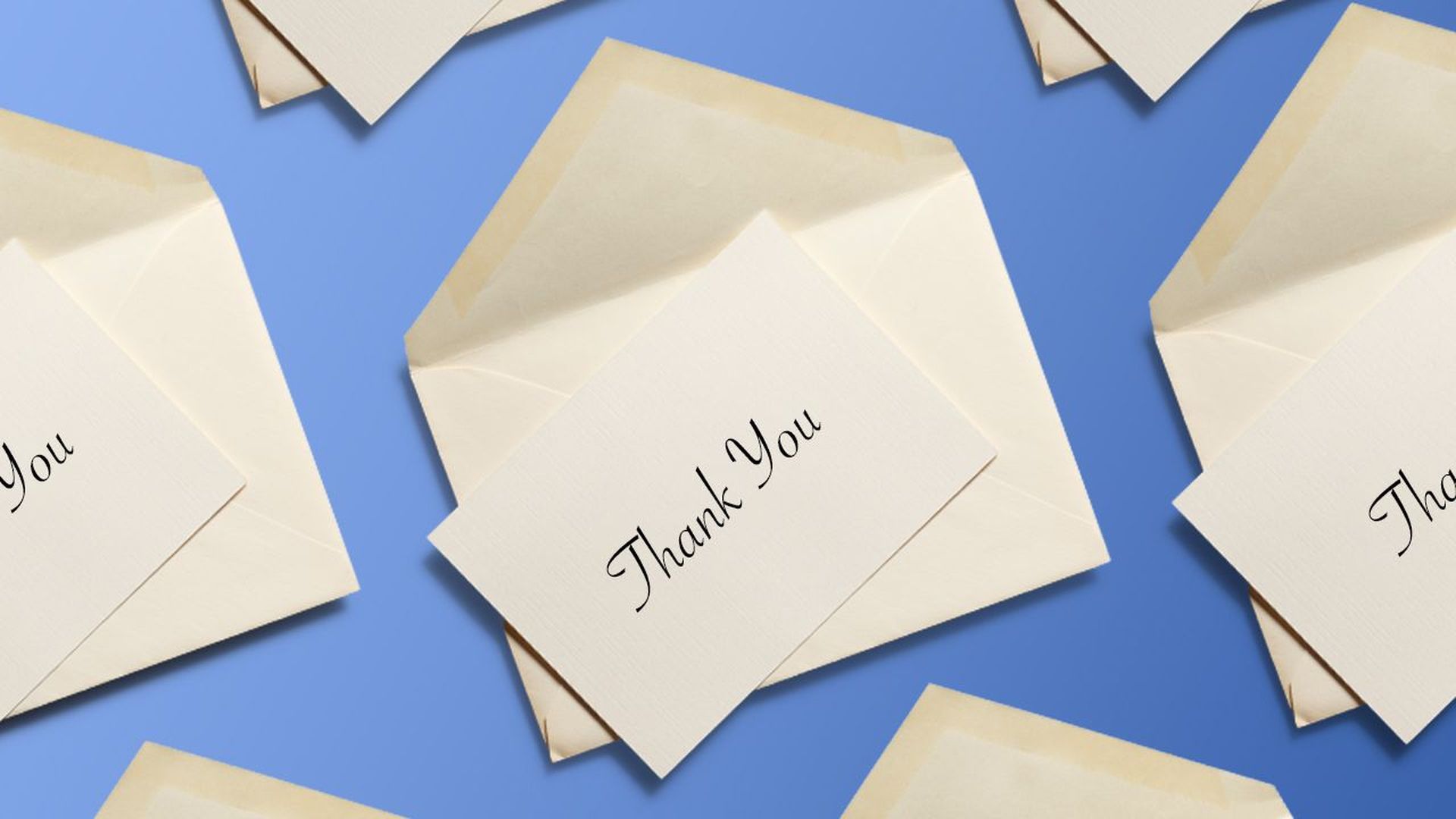 Illustration of a repeating pattern of thank you cards