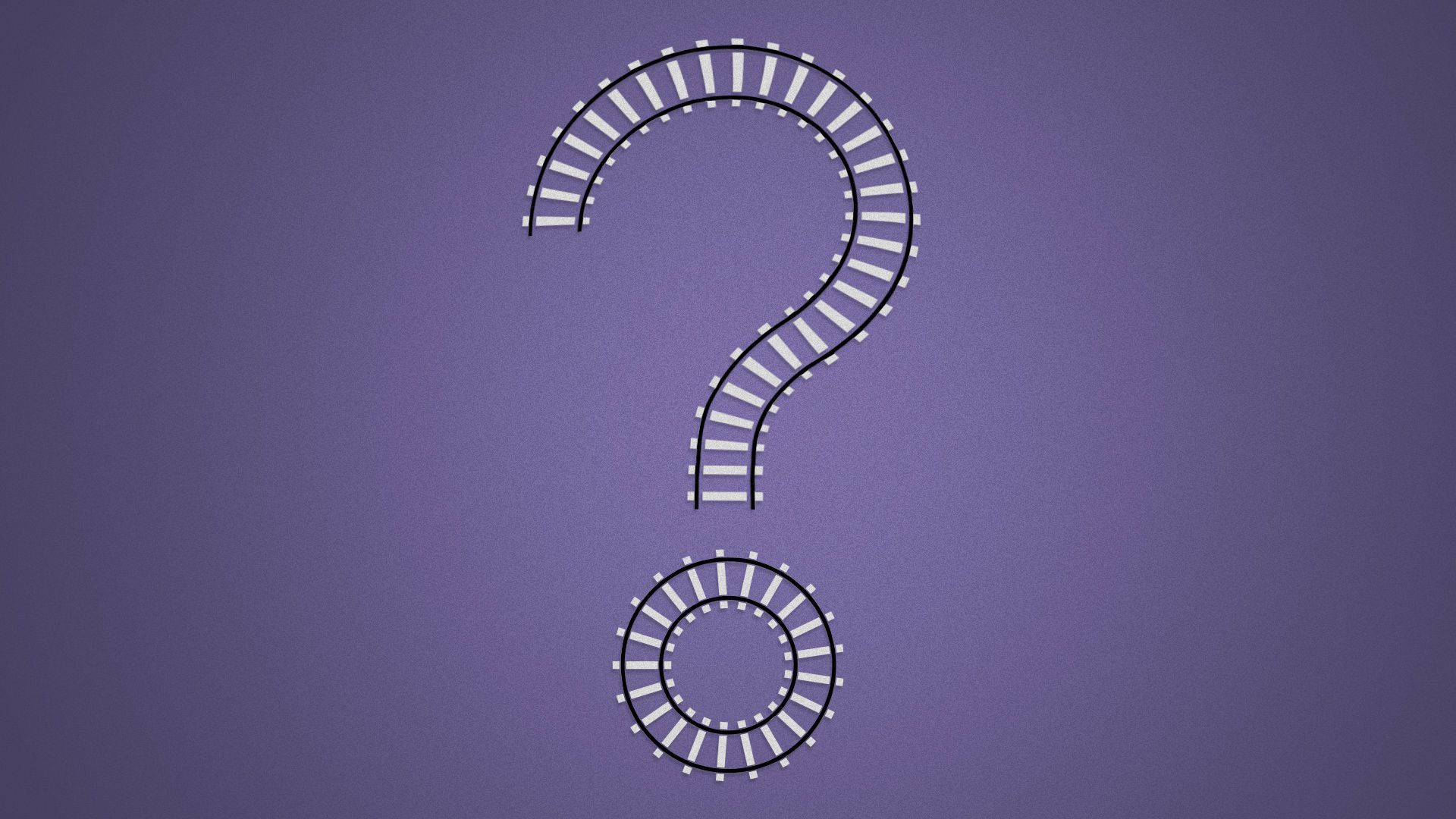 Illustration of a question mark made out of railroad tracks.