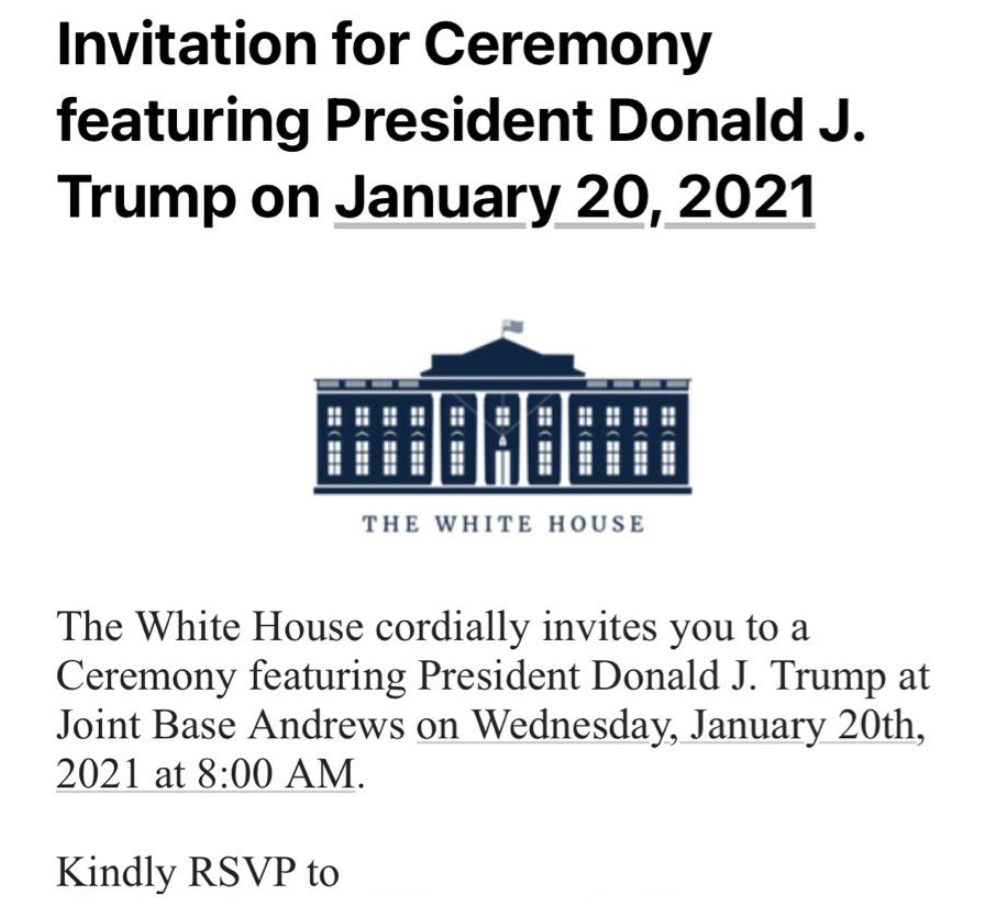 Invitation to Trump sendoff