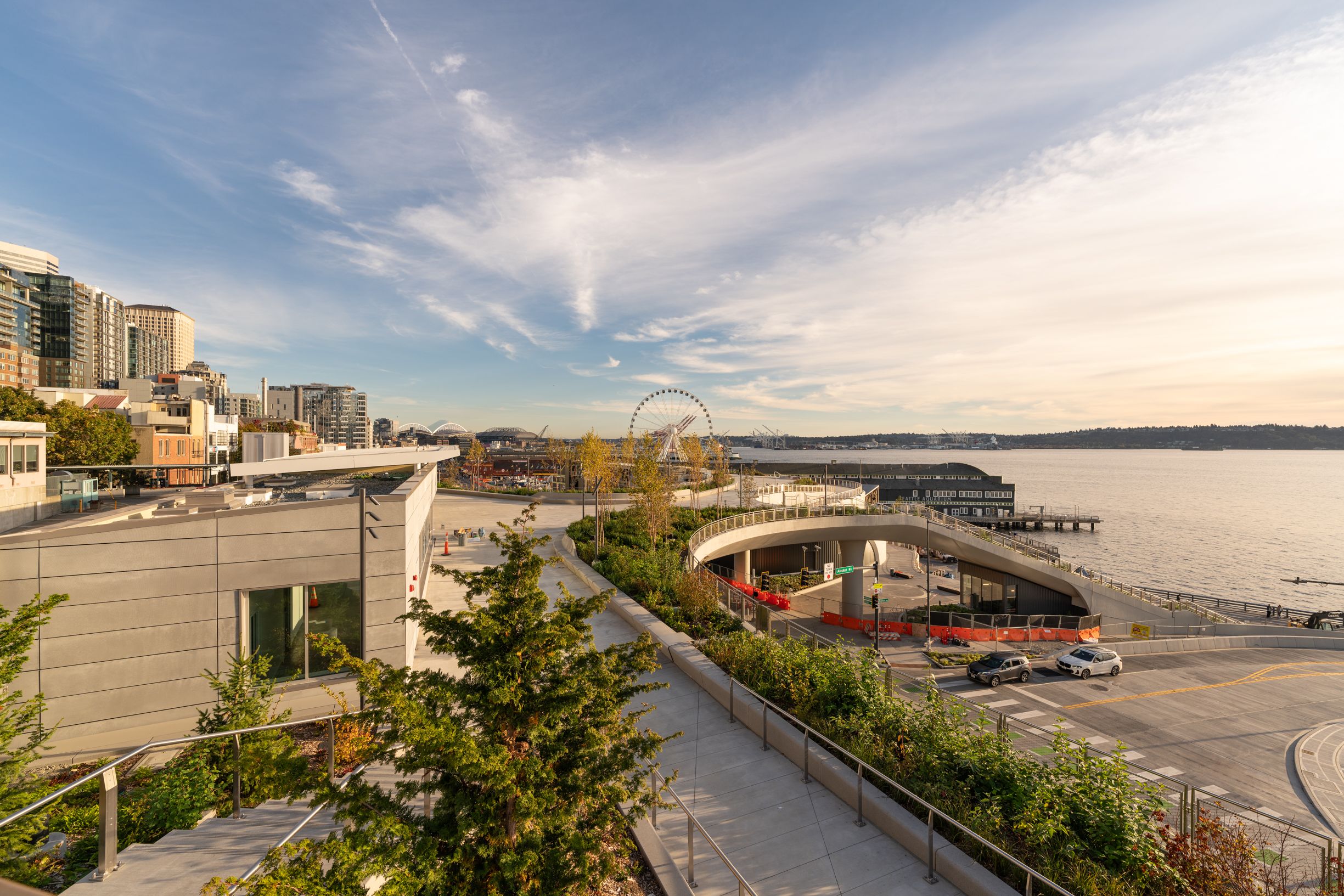 A south facing view of the newly completed Overlook Walk that opens this week in Seattle. 