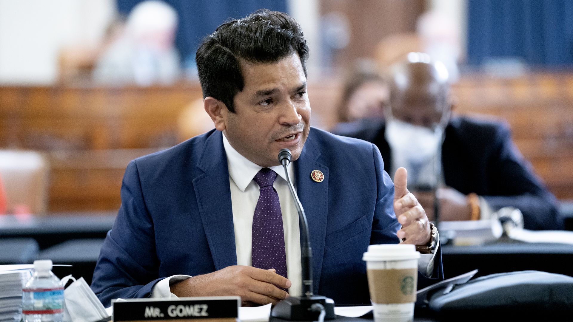Rep. Jimmy Gomez is seen during a congressional hearing.