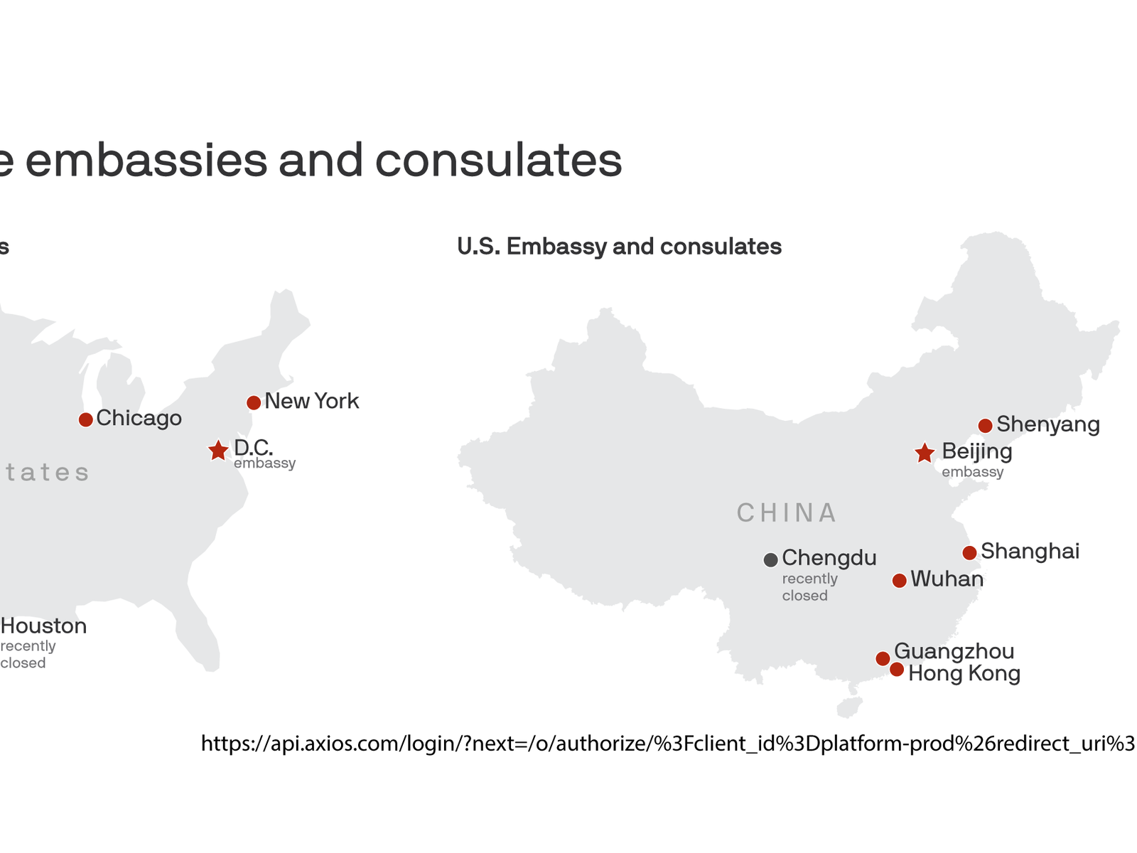 Mapped Where U.S. and Chinese embassies and consulates are located