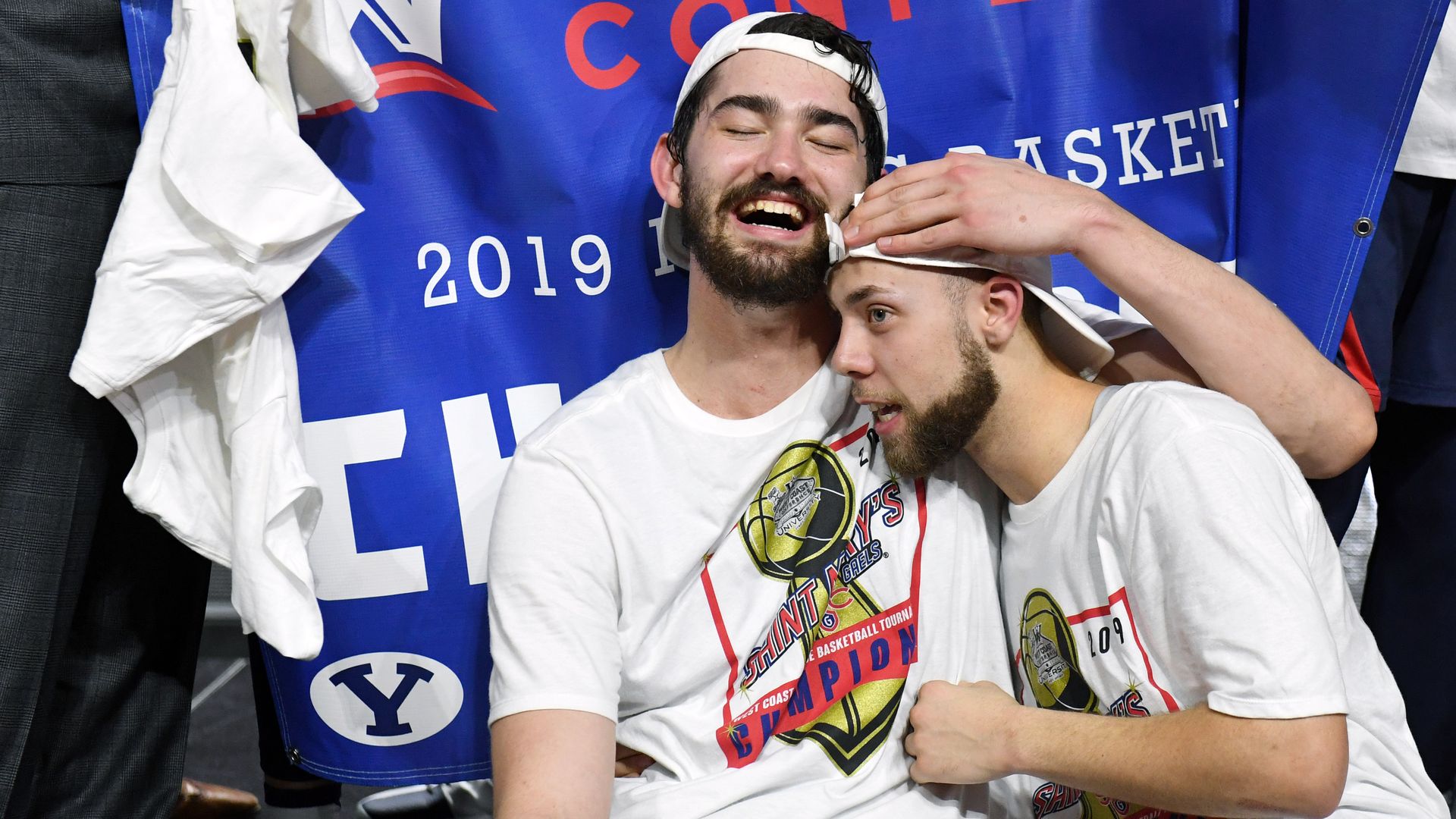 Saint Mary's players celebrate their win