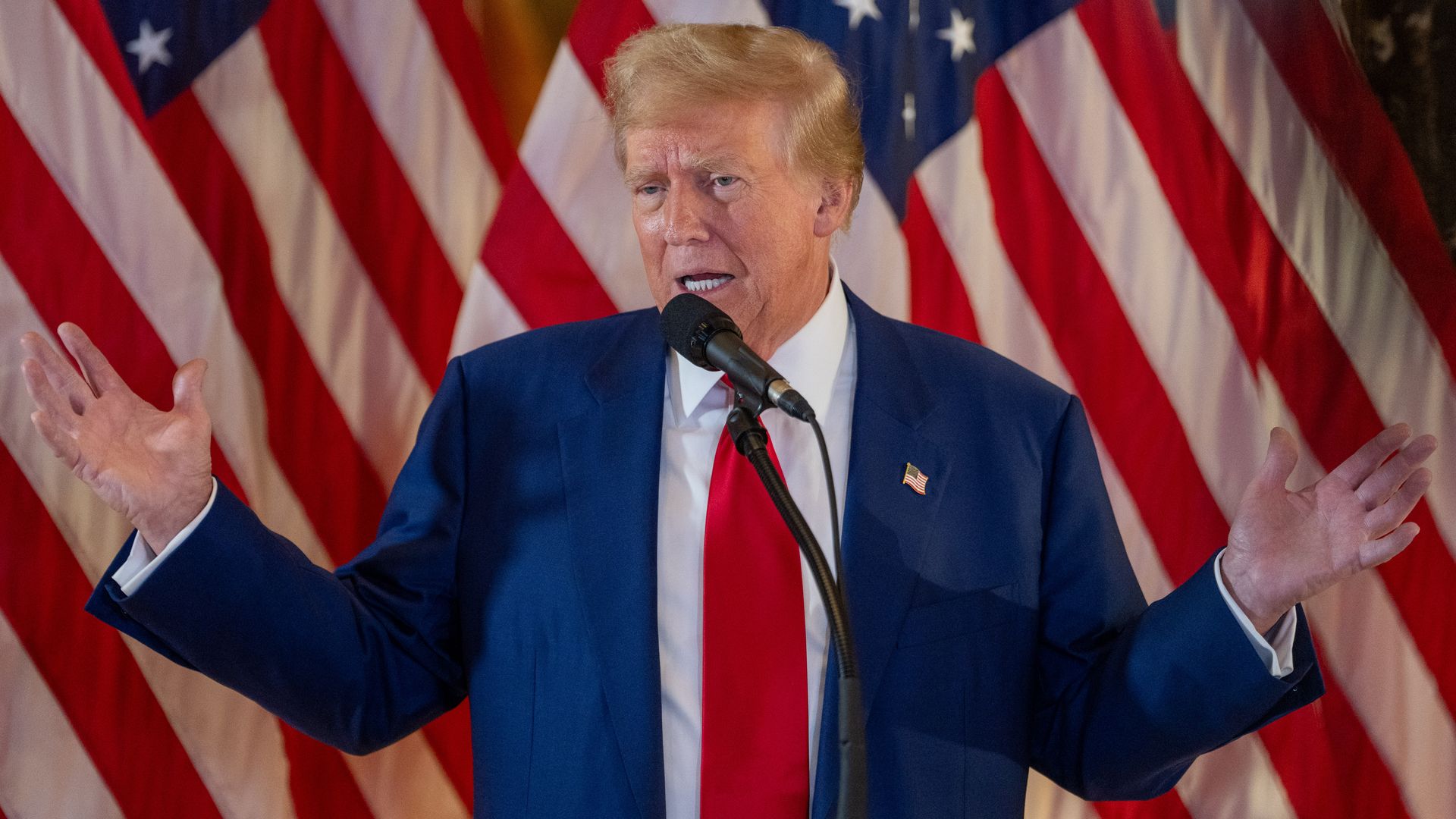 Former President and Republican Presidential candidate Donald Trump speaks during a press conference at Trump Tower on May 31, 2024 in New York City.