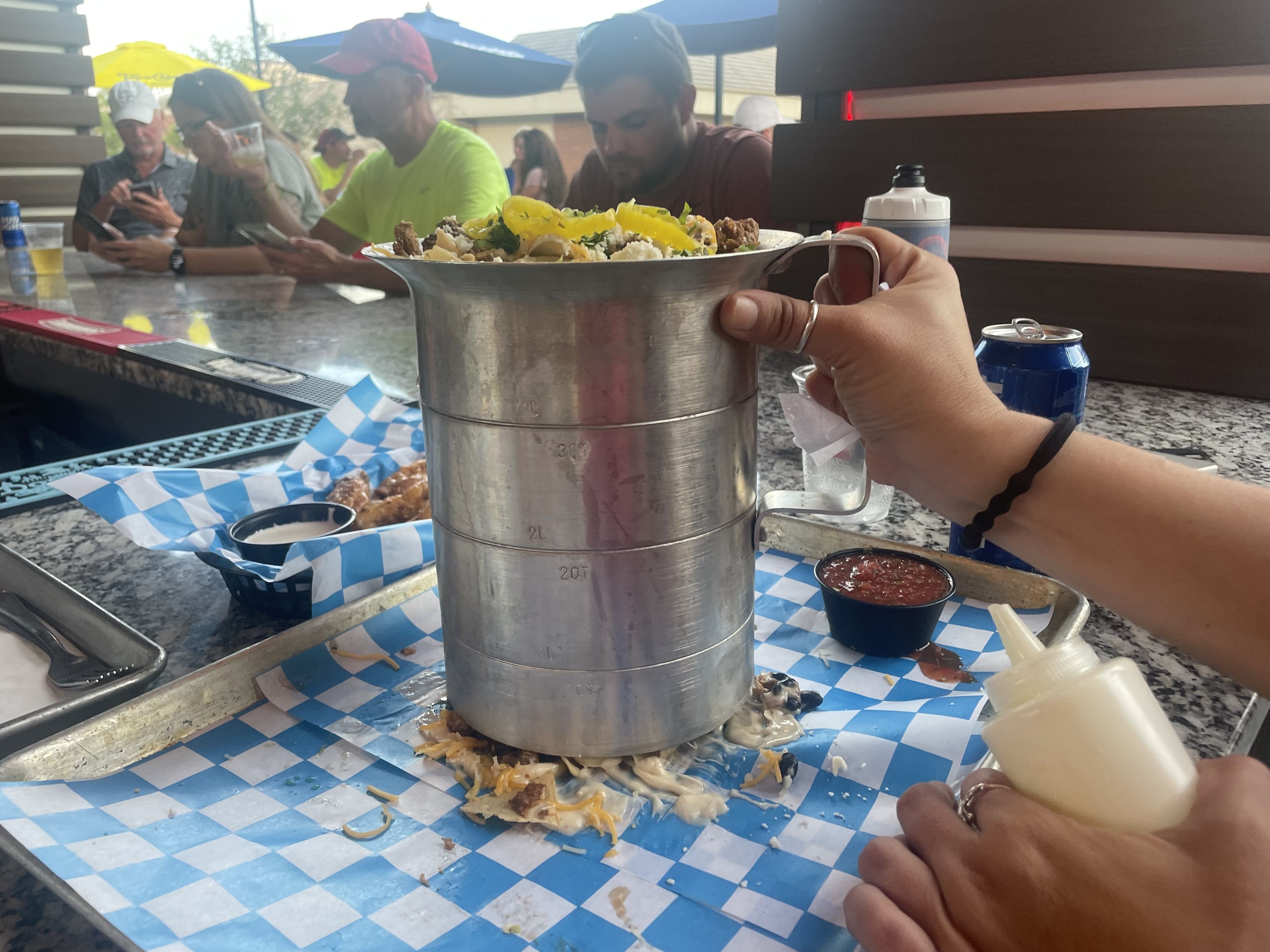 The gallon container the nachos come out in