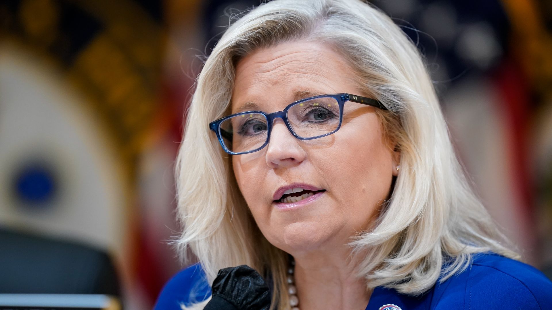 Rep. Liz Cheney (R-Wyo.) speaking during a Jan. 6 select committee hearing in the Capitol on June 21.
