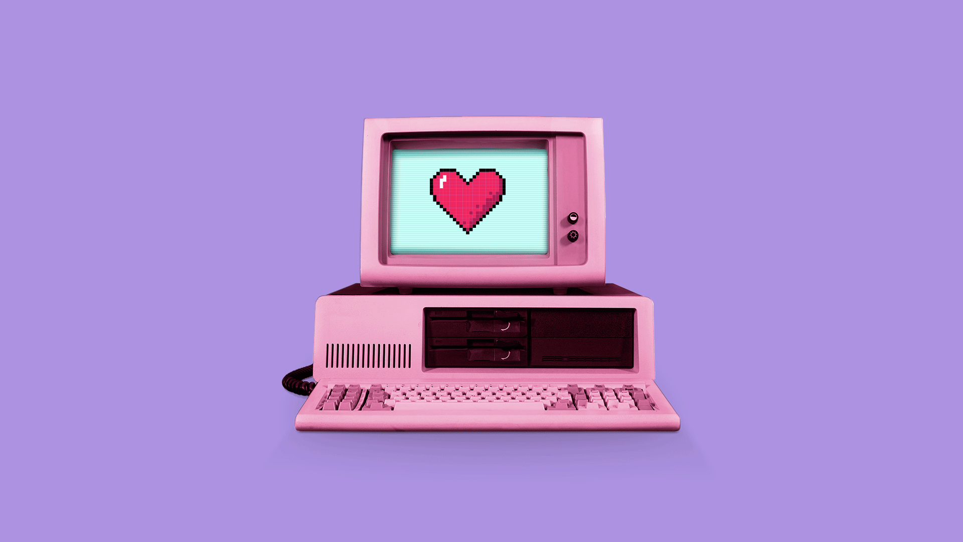 Exploding heart on a computer screen