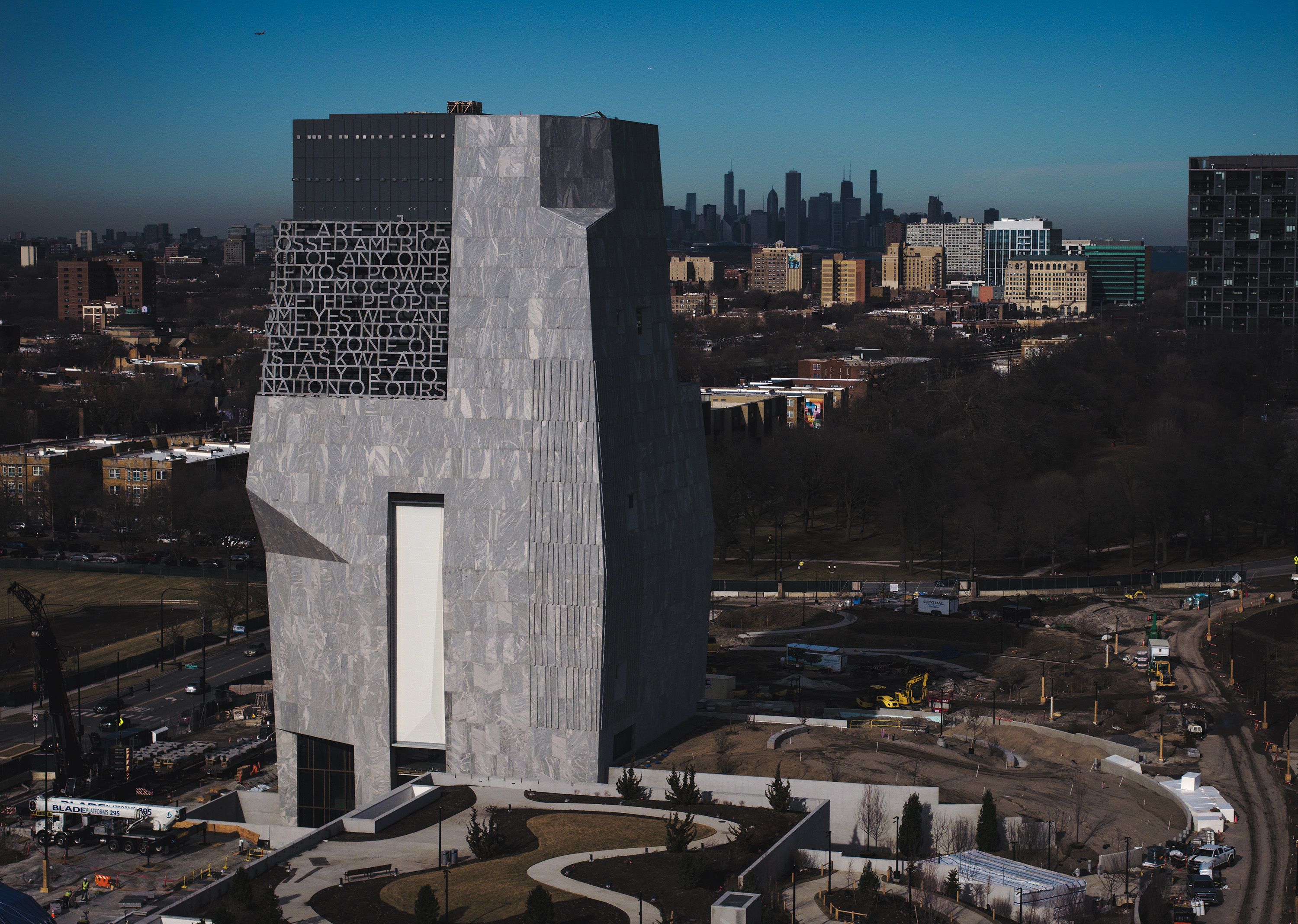 Work continues on the Obama Presidential Center on Jan. 13, 2026, in Chicago. (E. Jason Wambsgans/Chicago Tribune/Tribune News Service via Getty Images)