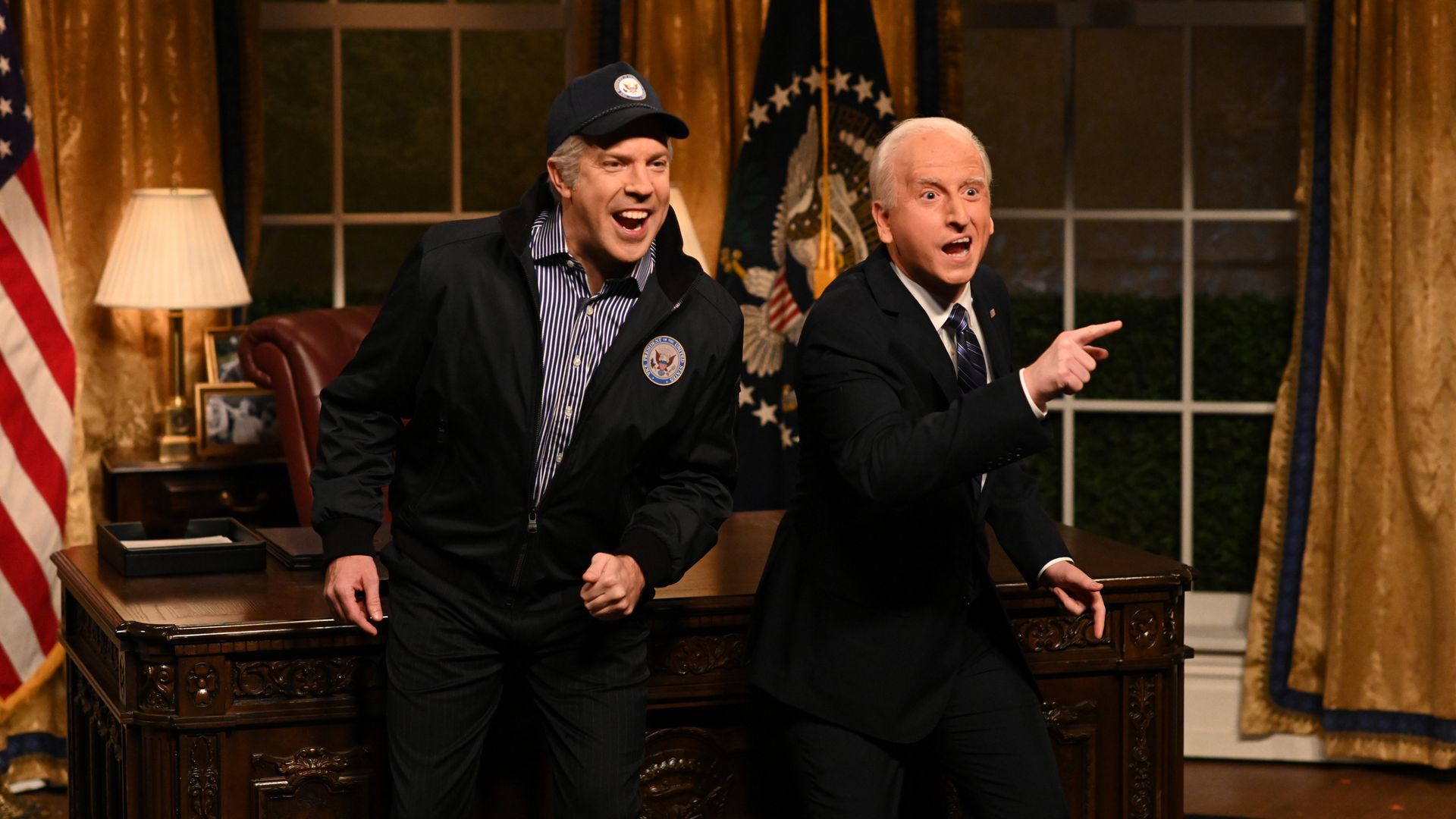A screenshot of the two "Saturday Night Live" Joe Bidens in the latest "SNL" cold open. Photo: NBC