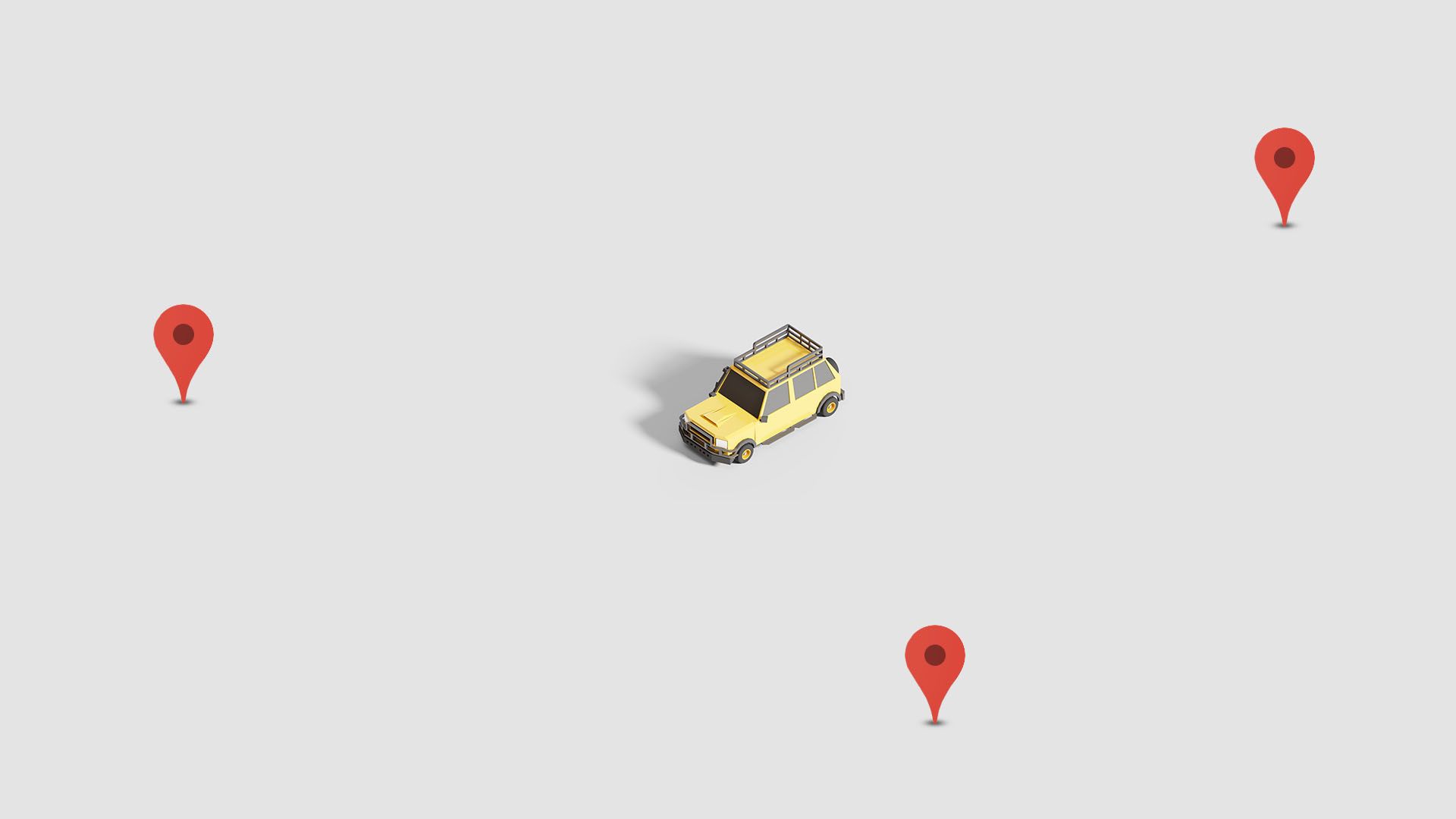 Illustration of a car on a blank map