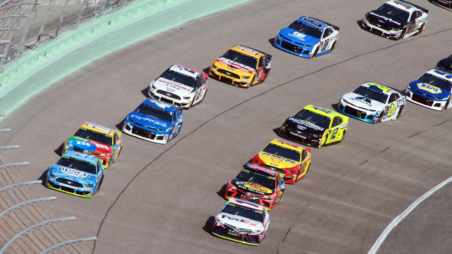 NASCAR cars race