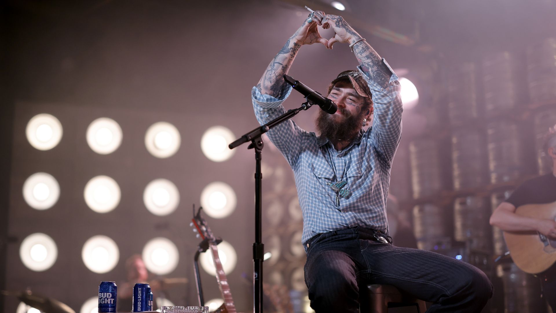 Post Malone performs onstage for Bud Light's "A Night In Nashville" concert at Marathon Music Works on July 16 in Nashville, Tennessee. Photo: Jason Kempin/Getty Images for Bud Light