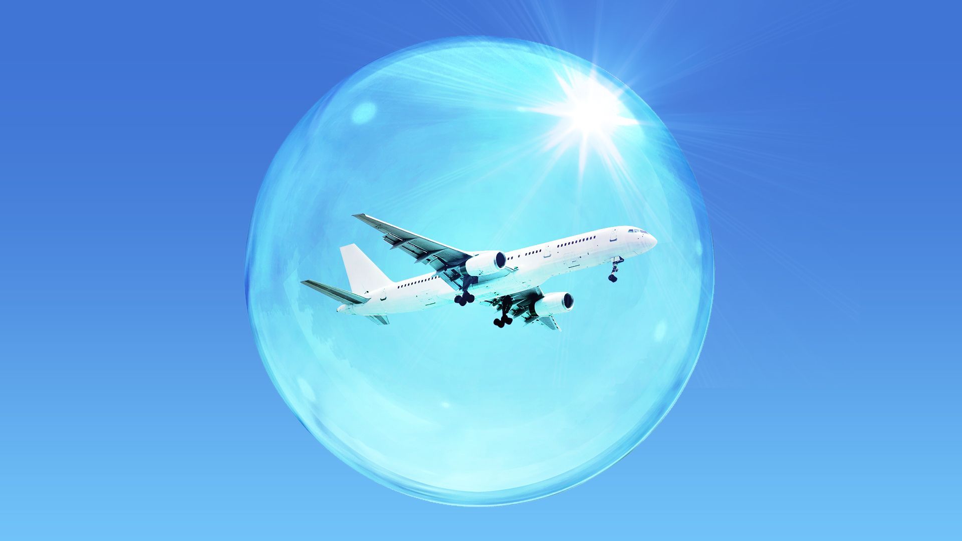 Illustration of a plane in a bubble