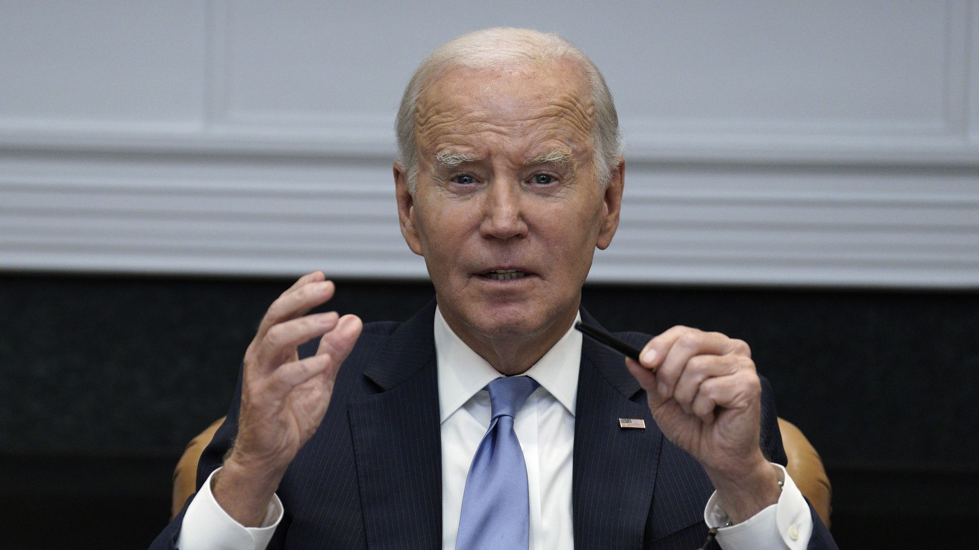 President Joe Biden during a a meeting with the President's Board of Advisors on Historically Black Colleges and Universities in the Roosevelt Room of the White House in Washington, DC, US, on Monday, Sept. 25, 2023.