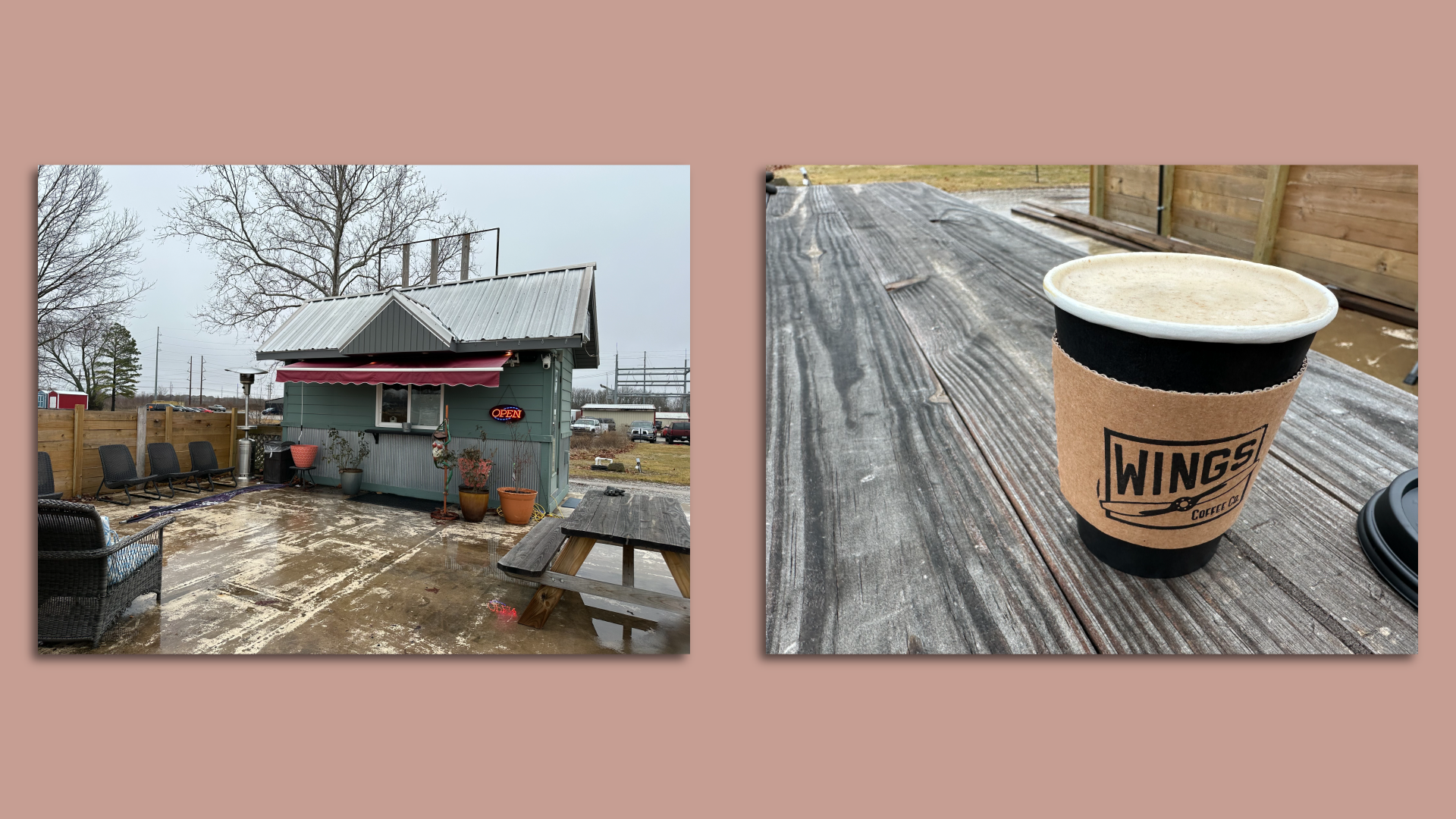 Left: Wings coffee shop; Right: A cup of coffee